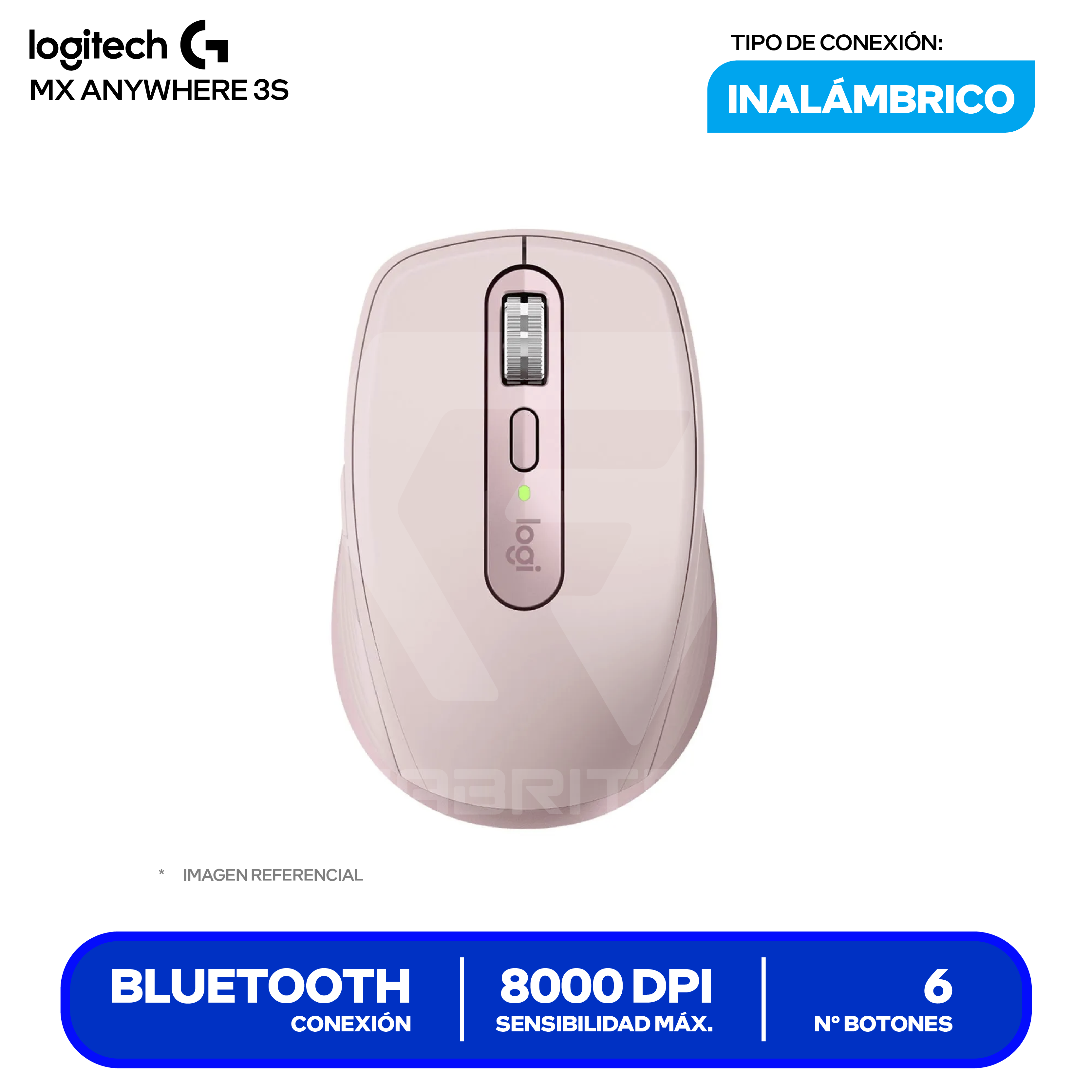 Mouse Inalámbrico Logitech MX Anywhere 3S (910-006934) Rosado 8000 DPI