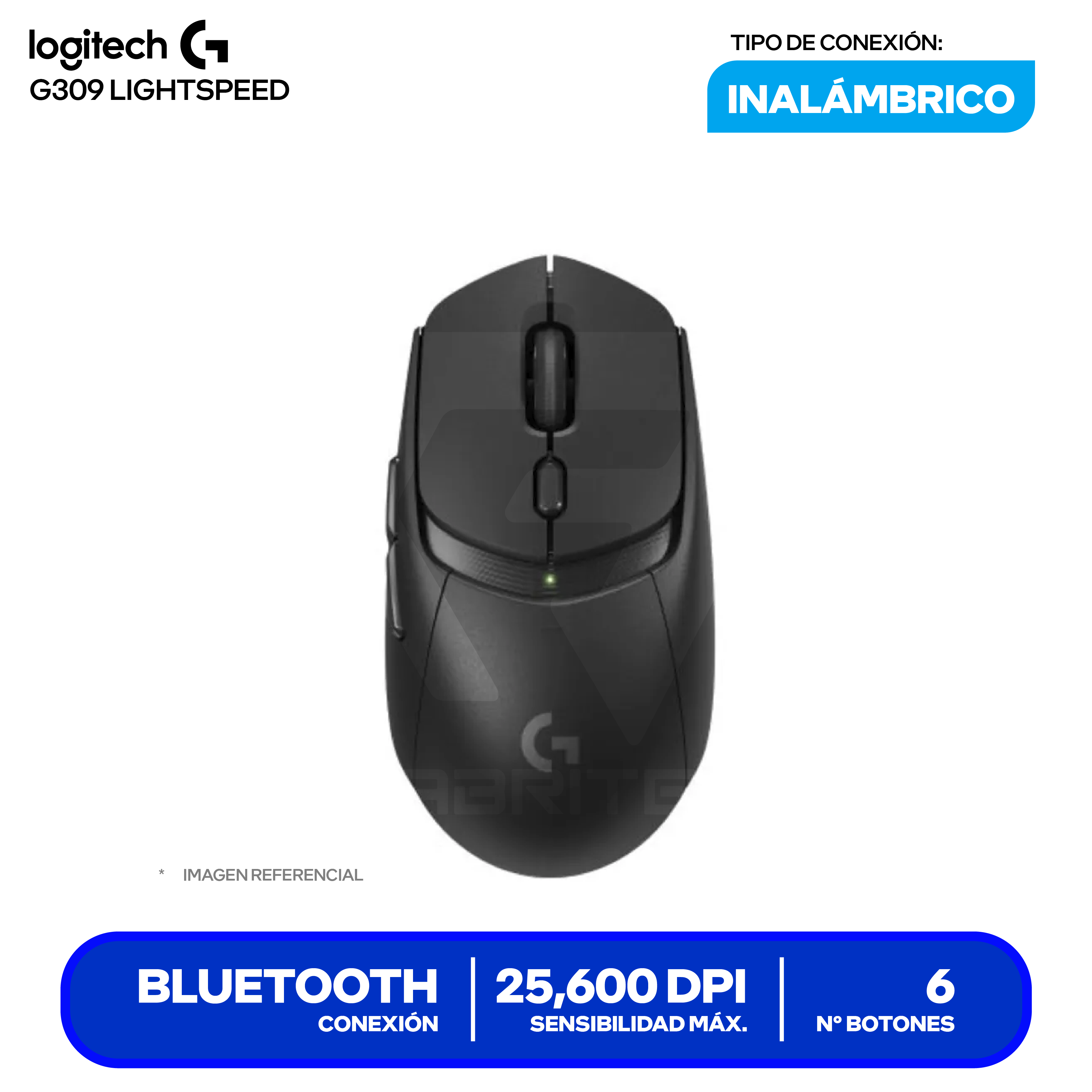 Mouse Gamer Inalámbrico Logitech G309 Lightspeed (910-007198) Negro 25.6K DPI