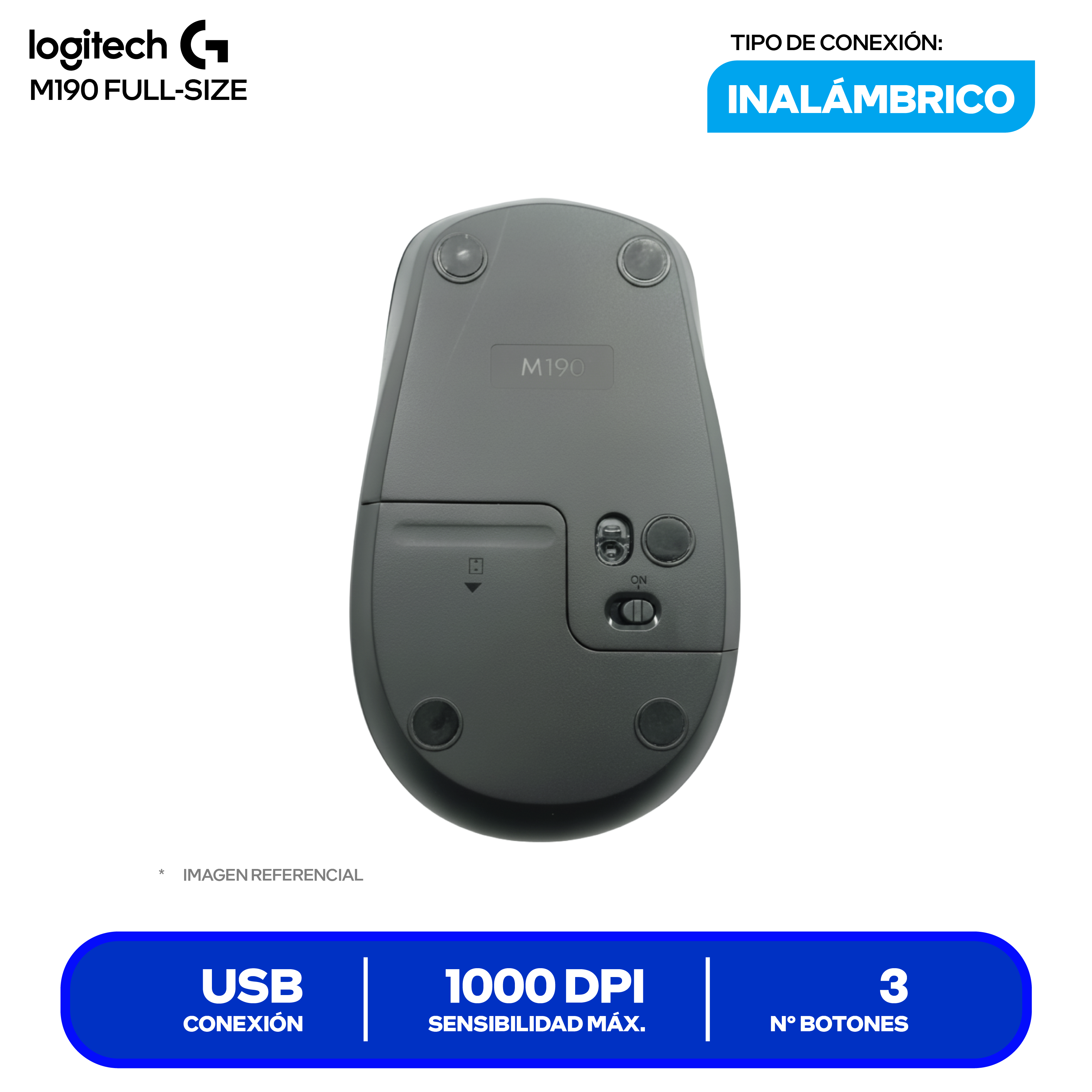 Mouse Inalámbrico Logitech M190 (910-005904) Rojo 1000 DPI
