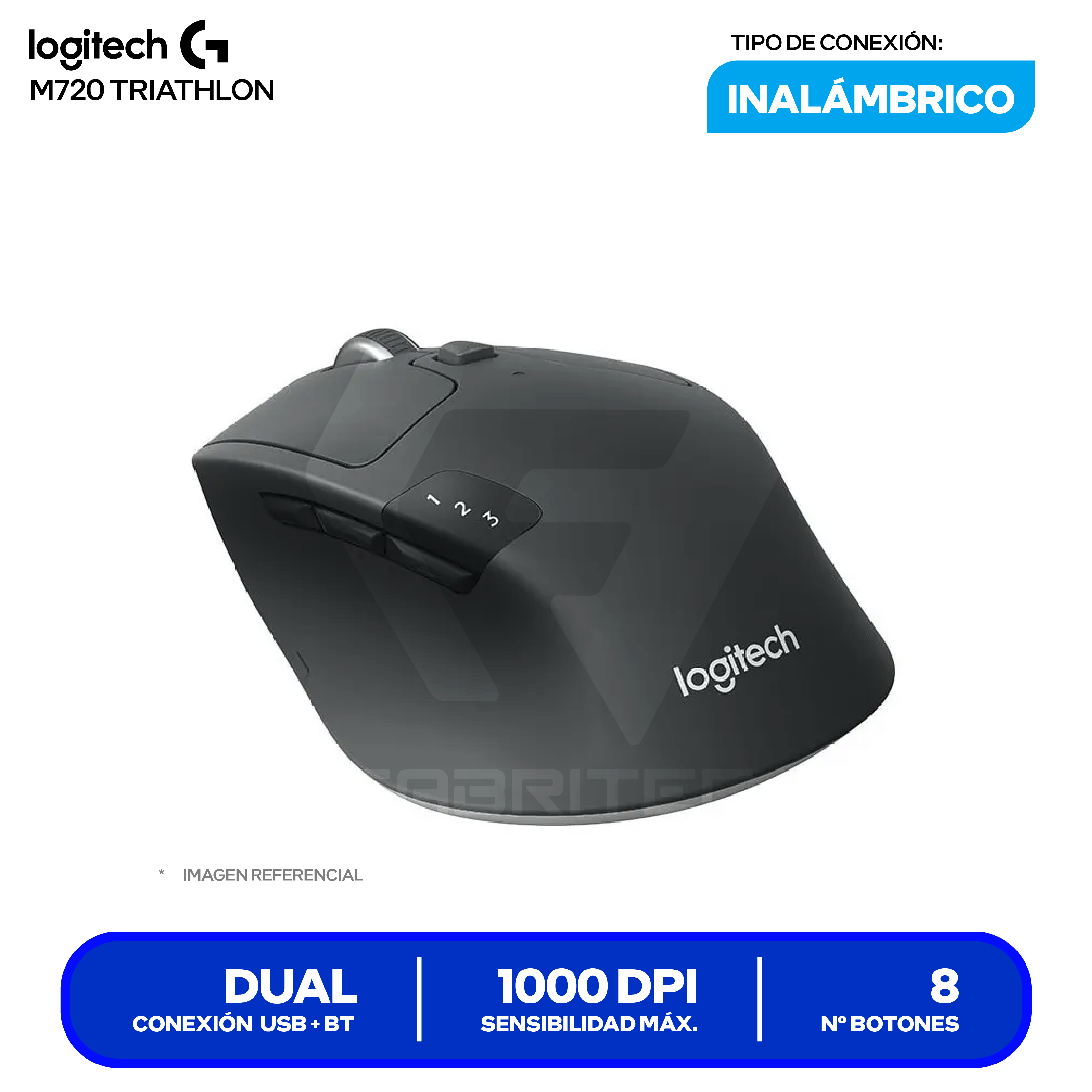 Mouse Inalámbrico Logitech M720 Triathlon ( 910-004790 ) Negro 1000 DPI