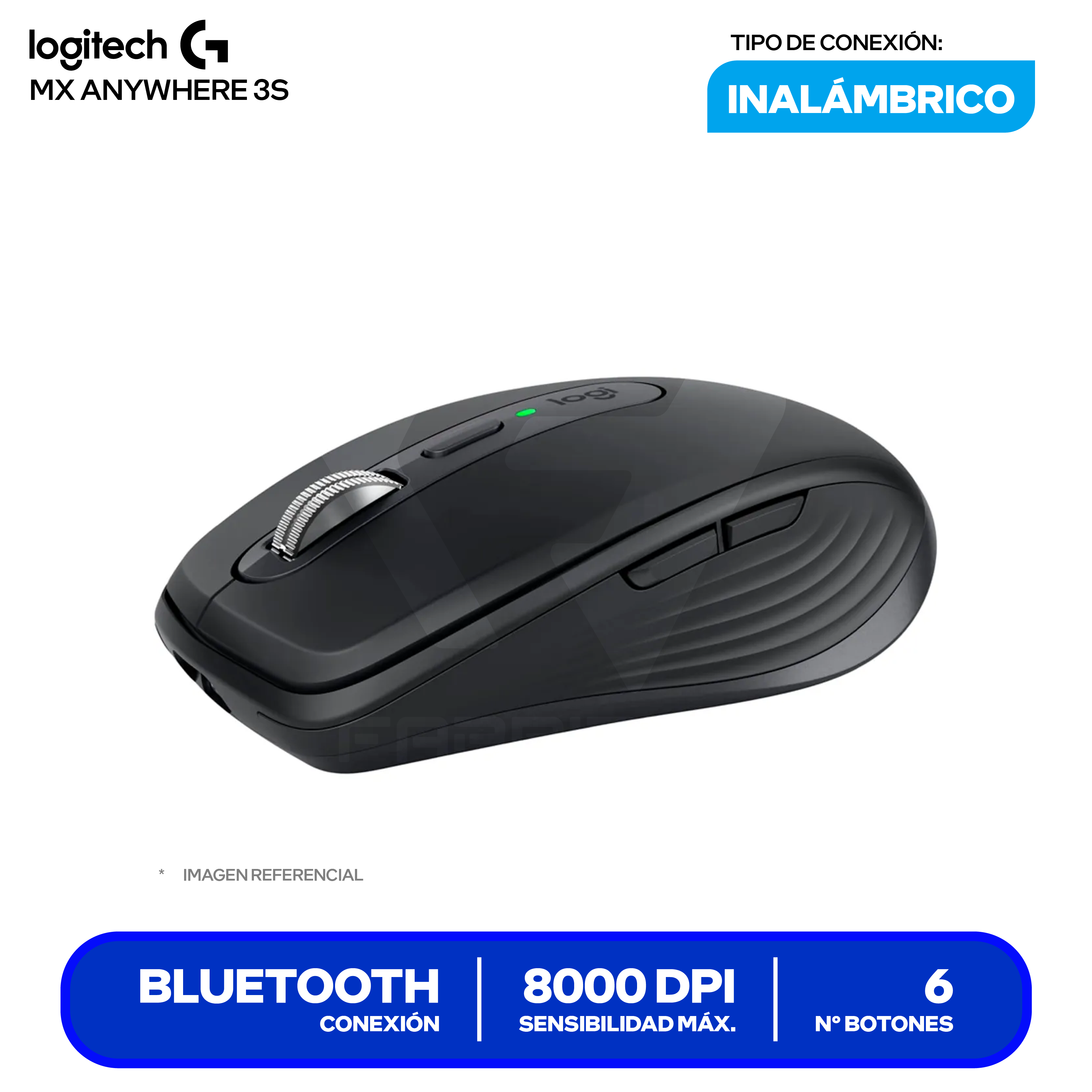 Mouse Inalámbrico Logitech MX ANYWHERE 3S ( 910-006932 ) Negro 8000 DPI