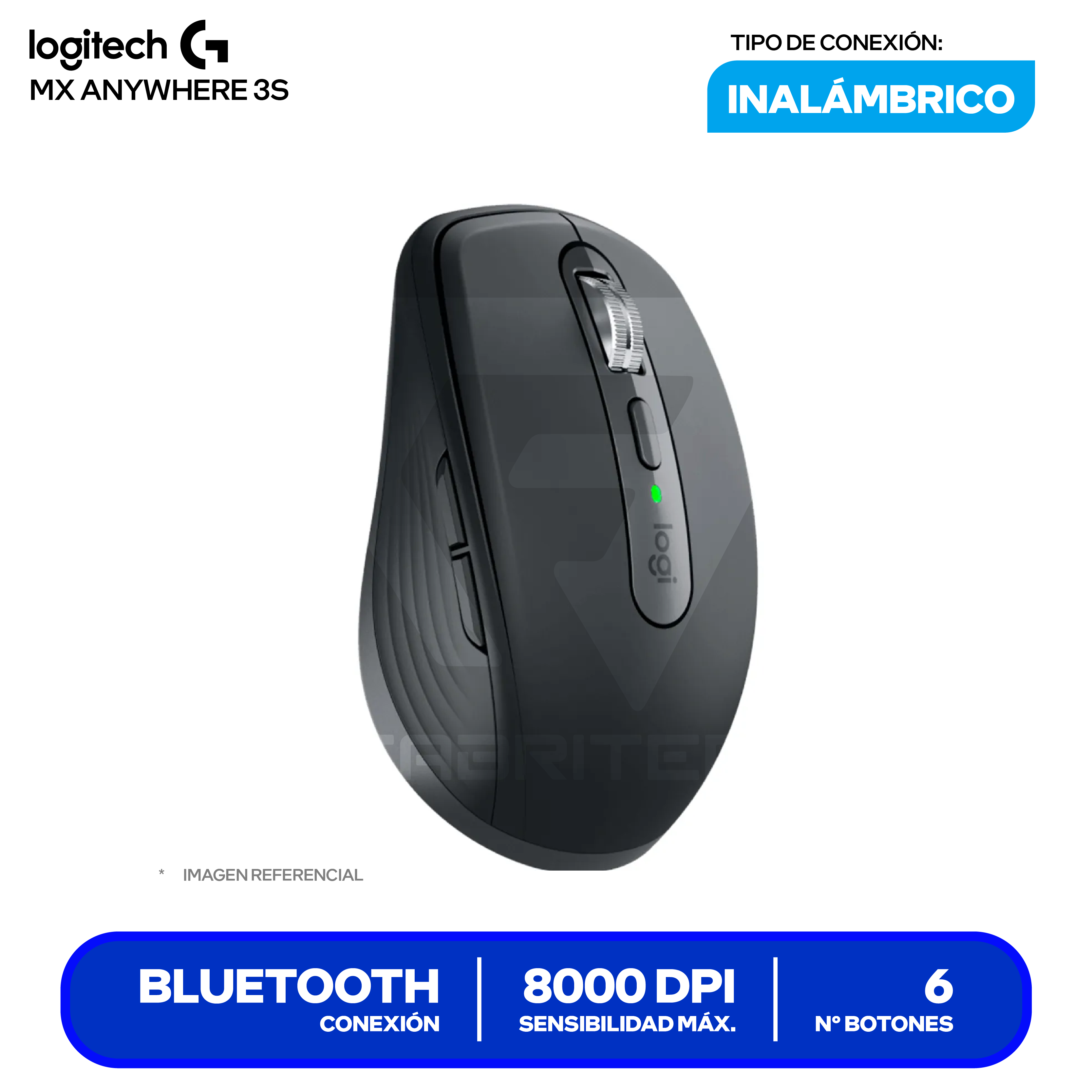 Mouse Inalámbrico Logitech MX ANYWHERE 3S ( 910-006932 ) Negro 8000 DPI