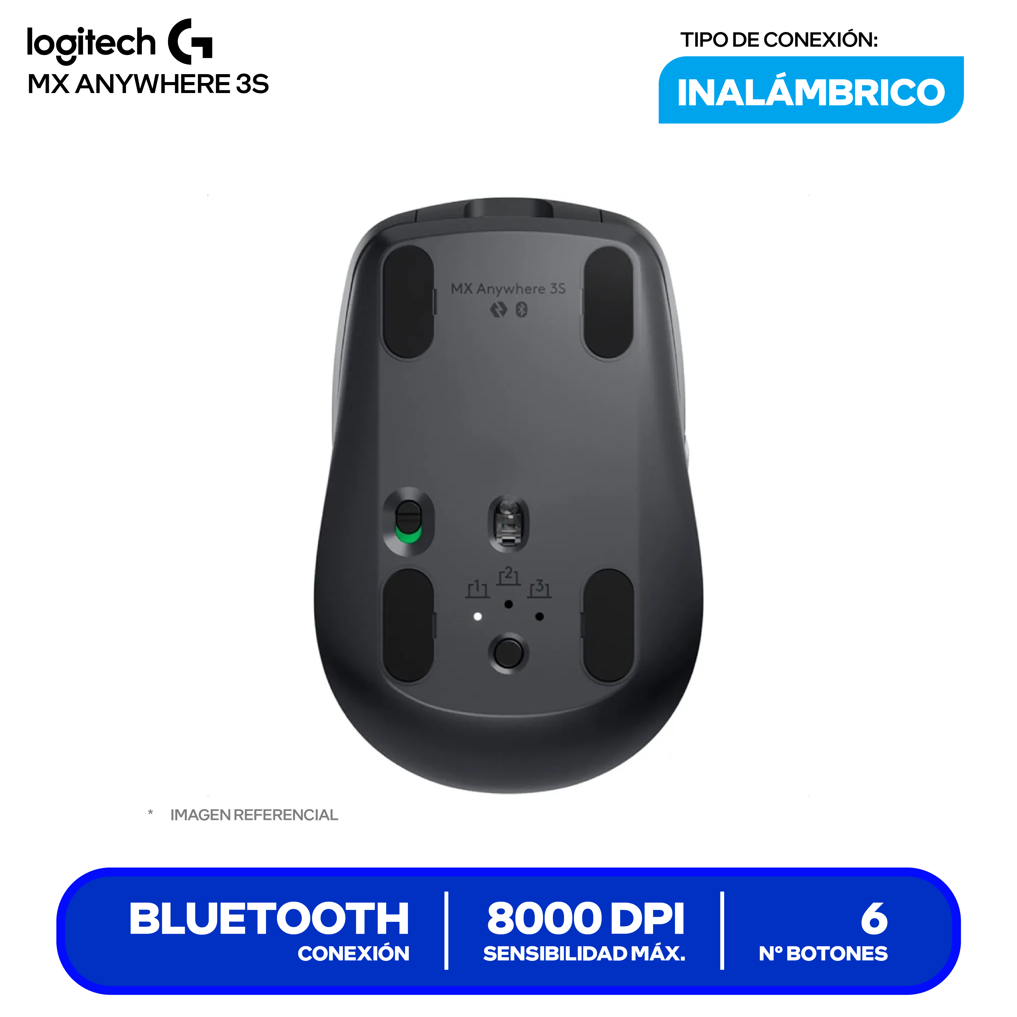 Mouse Inalámbrico Logitech MX ANYWHERE 3S ( 910-006932 ) Negro 8000 DPI
