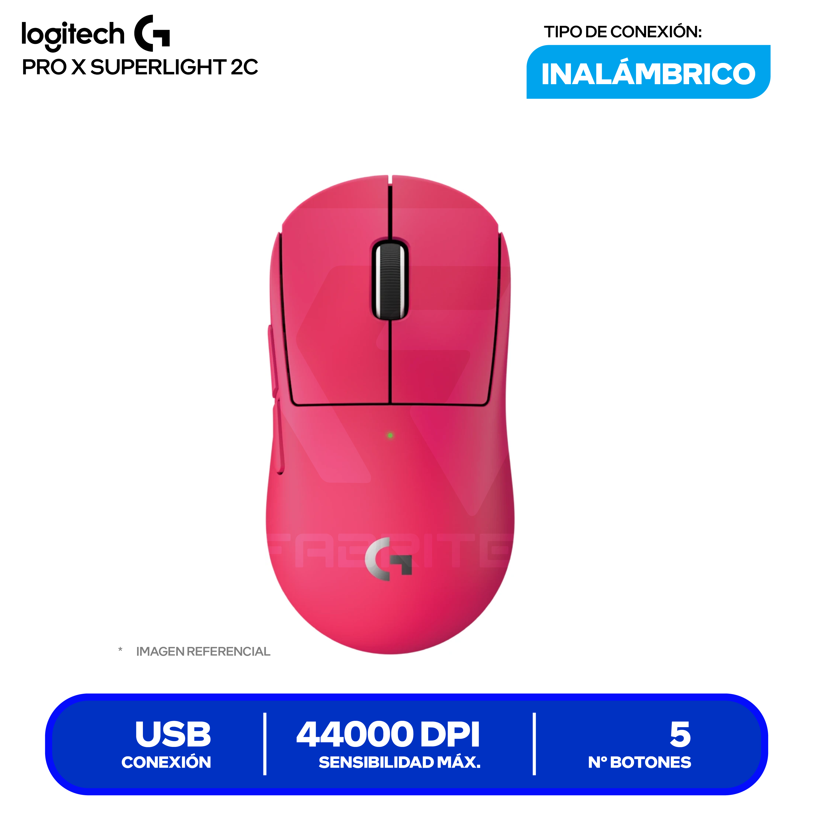 Mouse Gamer Inalámbrico Logitech PRO X SUPERLIGHT 2c ( 910-007544 ) Rosado 44.000 DPI