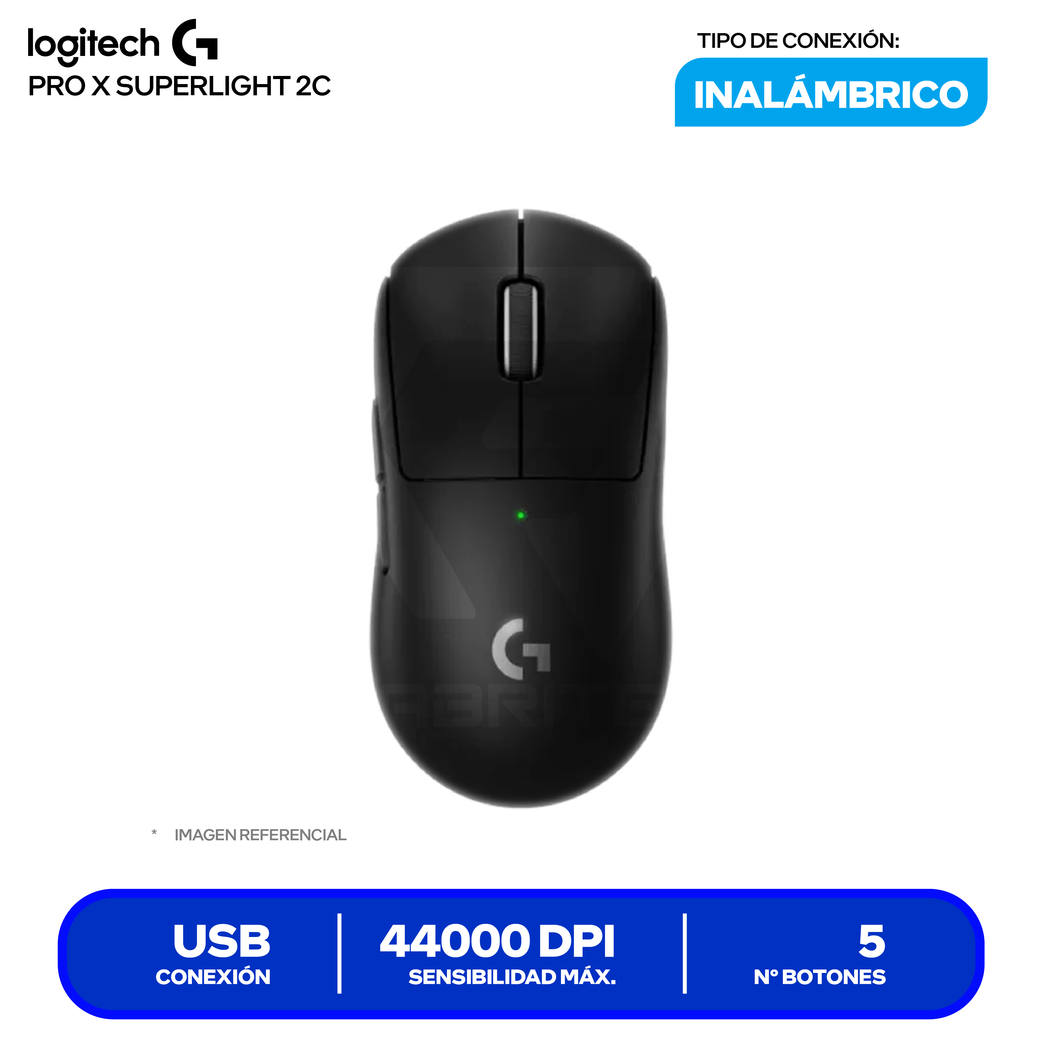 Mouse Gamer Inalámbrico Logitech PRO X SUPERLIGHT 2c ( 910-007530 ) Negro 44.000 DPI