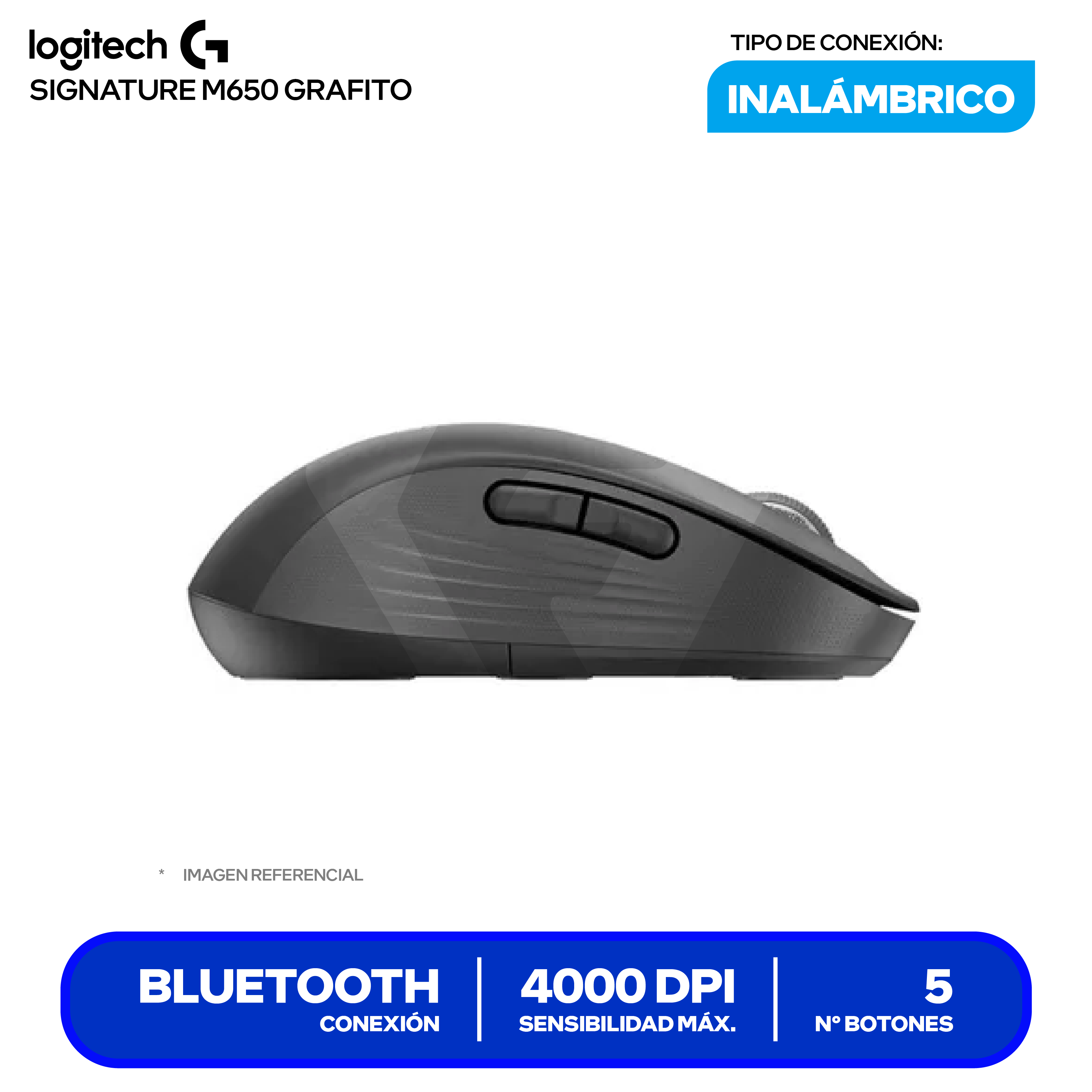 Mouse Bluetooth Logitech Signature M650 ( 910-006250 ) Grafito 4000 DPI