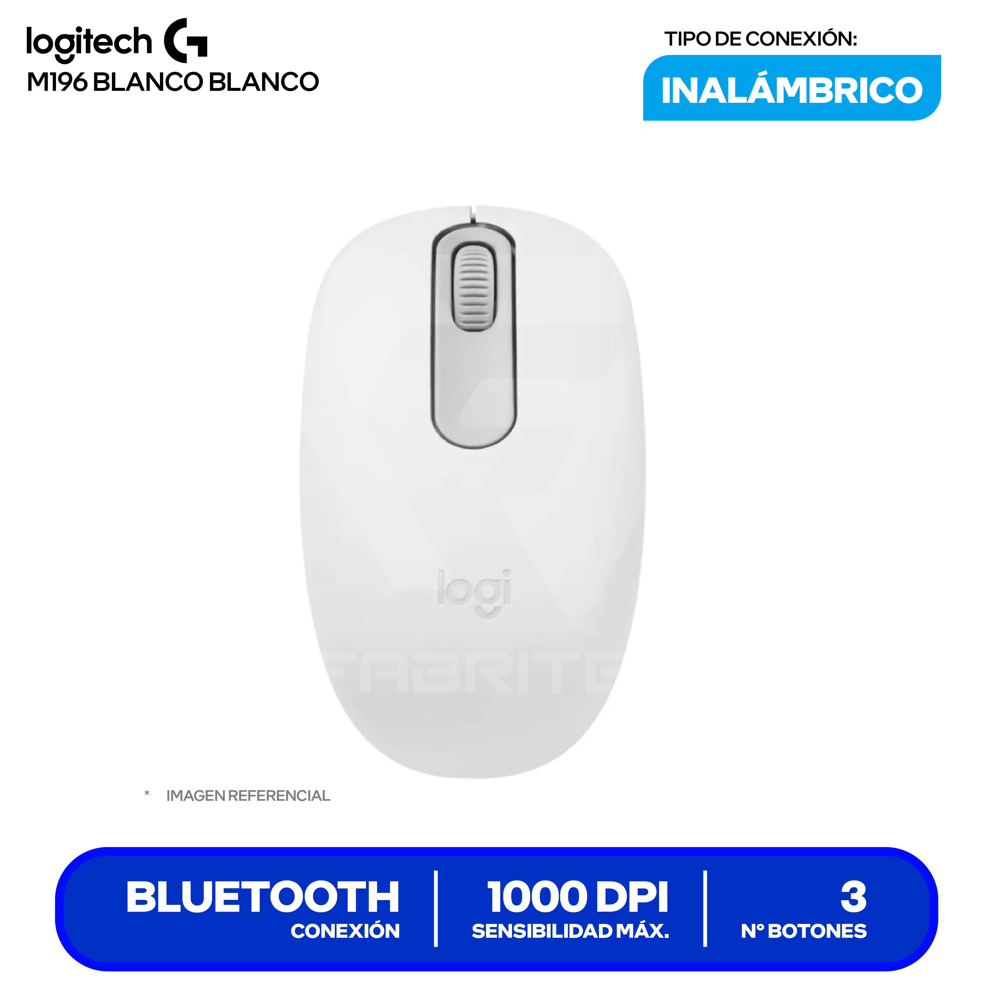 Mouse Inalámbrico Logitech M196 ( 910-007457 ) Blanco 1000 DPI