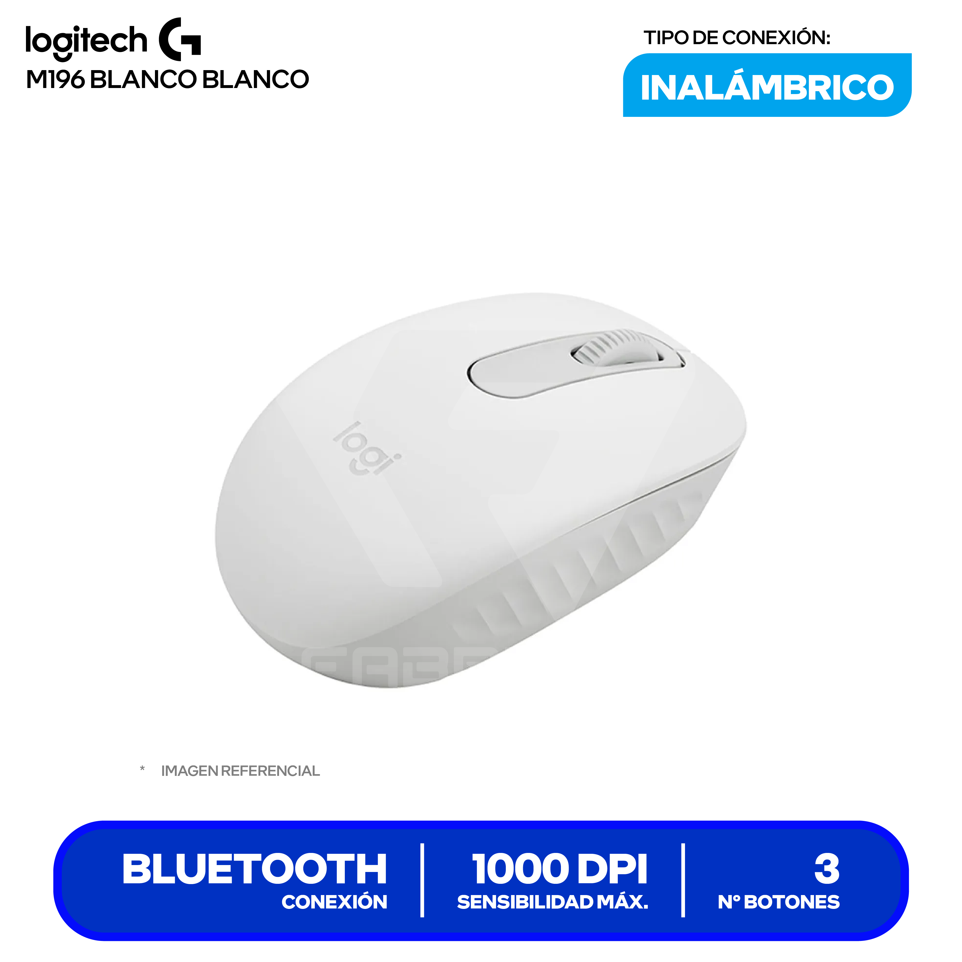 Mouse Inalámbrico Logitech M196 ( 910-007457 ) Blanco 1000 DPI