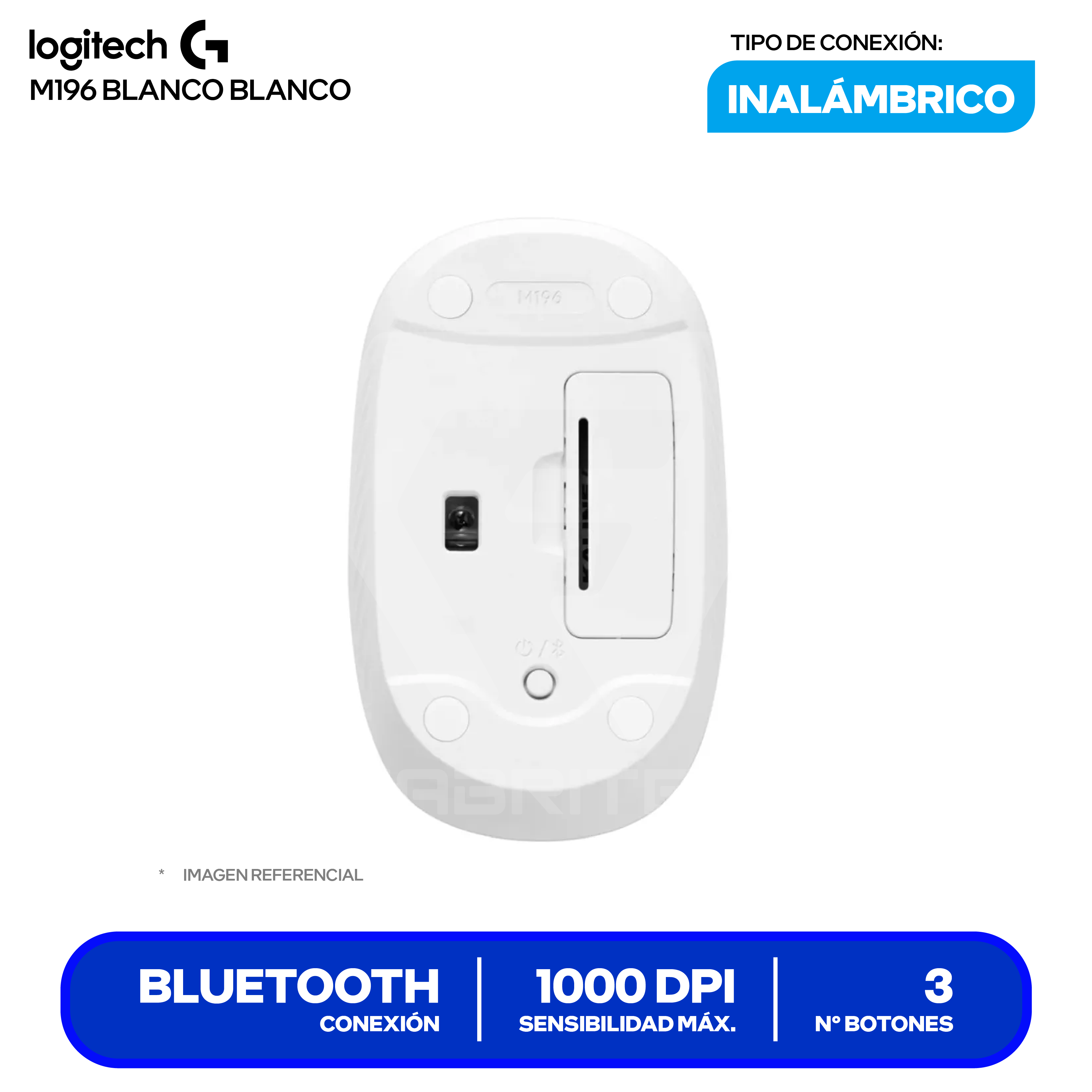 Mouse Inalámbrico Logitech M196 ( 910-007457 ) Blanco 1000 DPI
