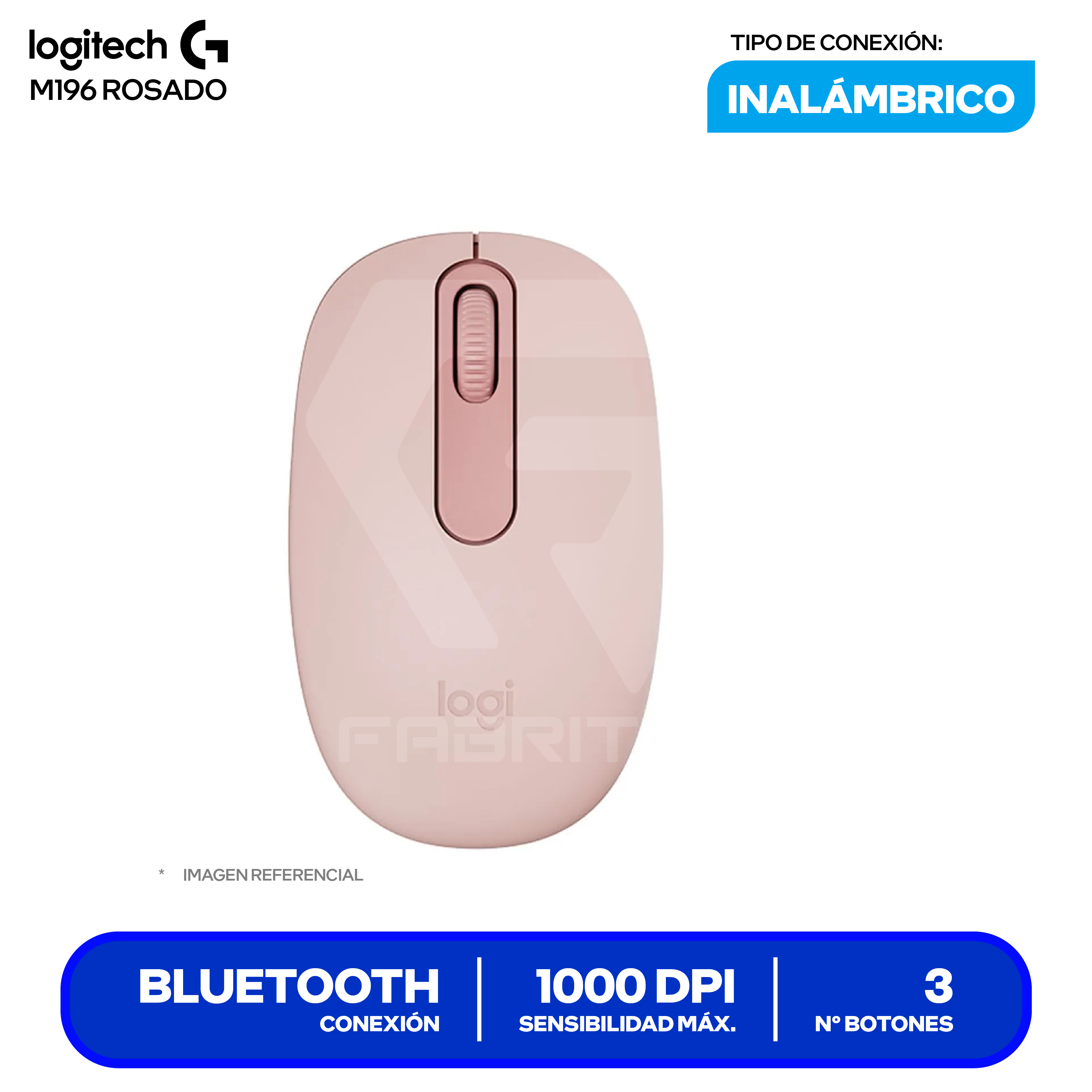 Mouse Inalámbrico Logitech M196 ( 910-007458 ) Rosado 1000 DPI