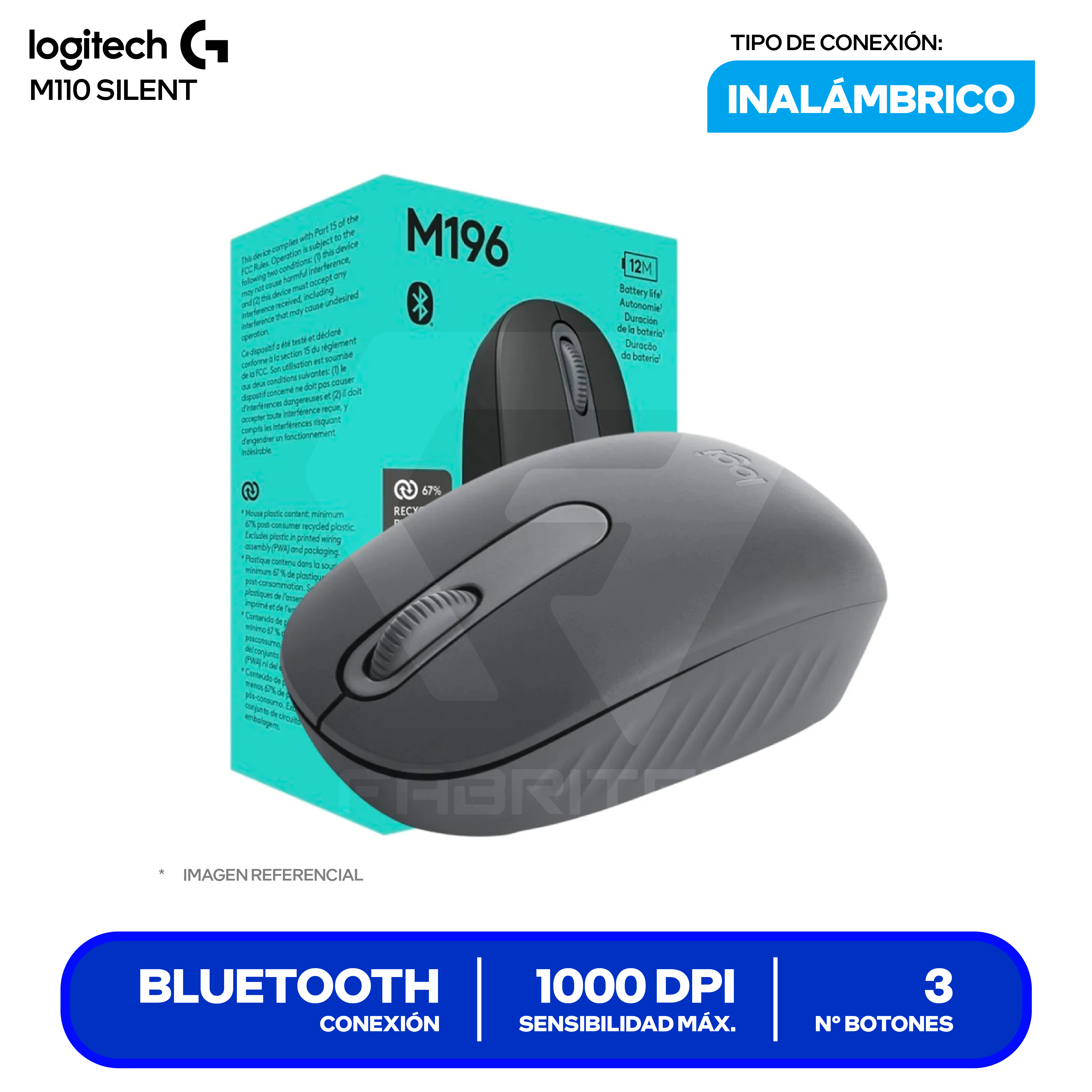 Mouse Inalámbrico Logitech M196 ( 910-007456 ) Negro 1000 DPI