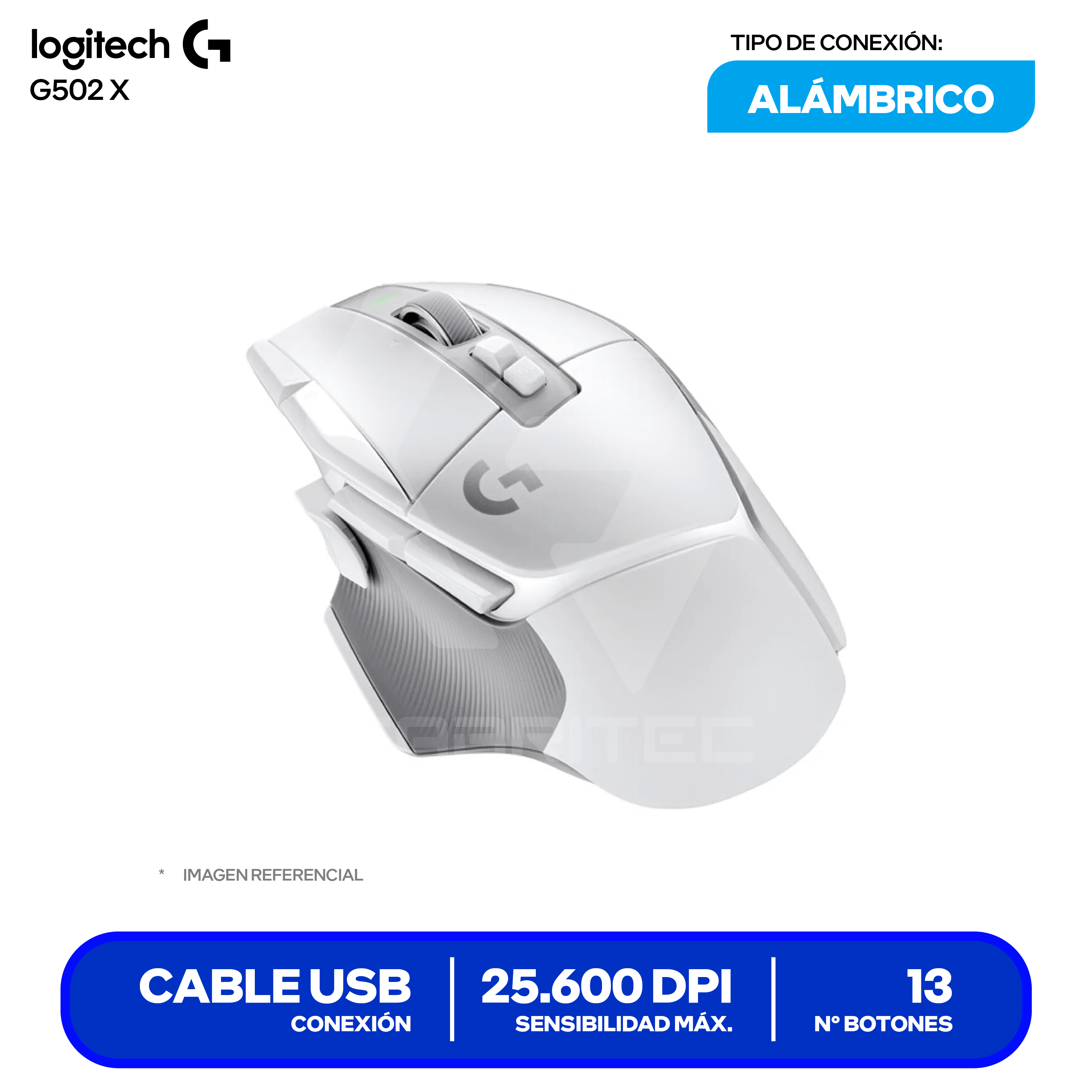 Mouse Gamer Logitech G502 X ( 910-006145 ) Blanco 25.600 DPI