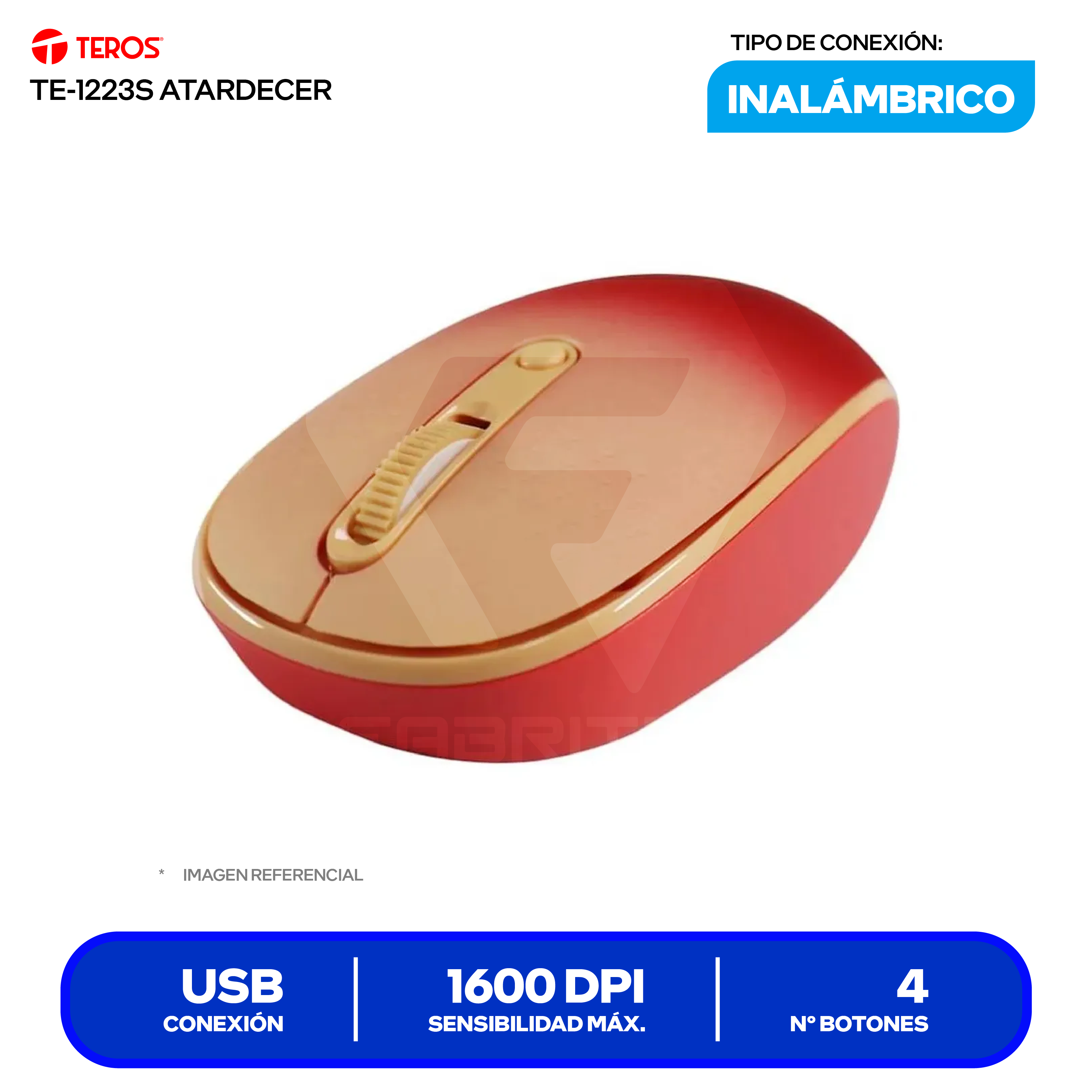 Mouse Inalámbrico Teros ( TE-1223S ) Degradado Amanecer 1600 DPI