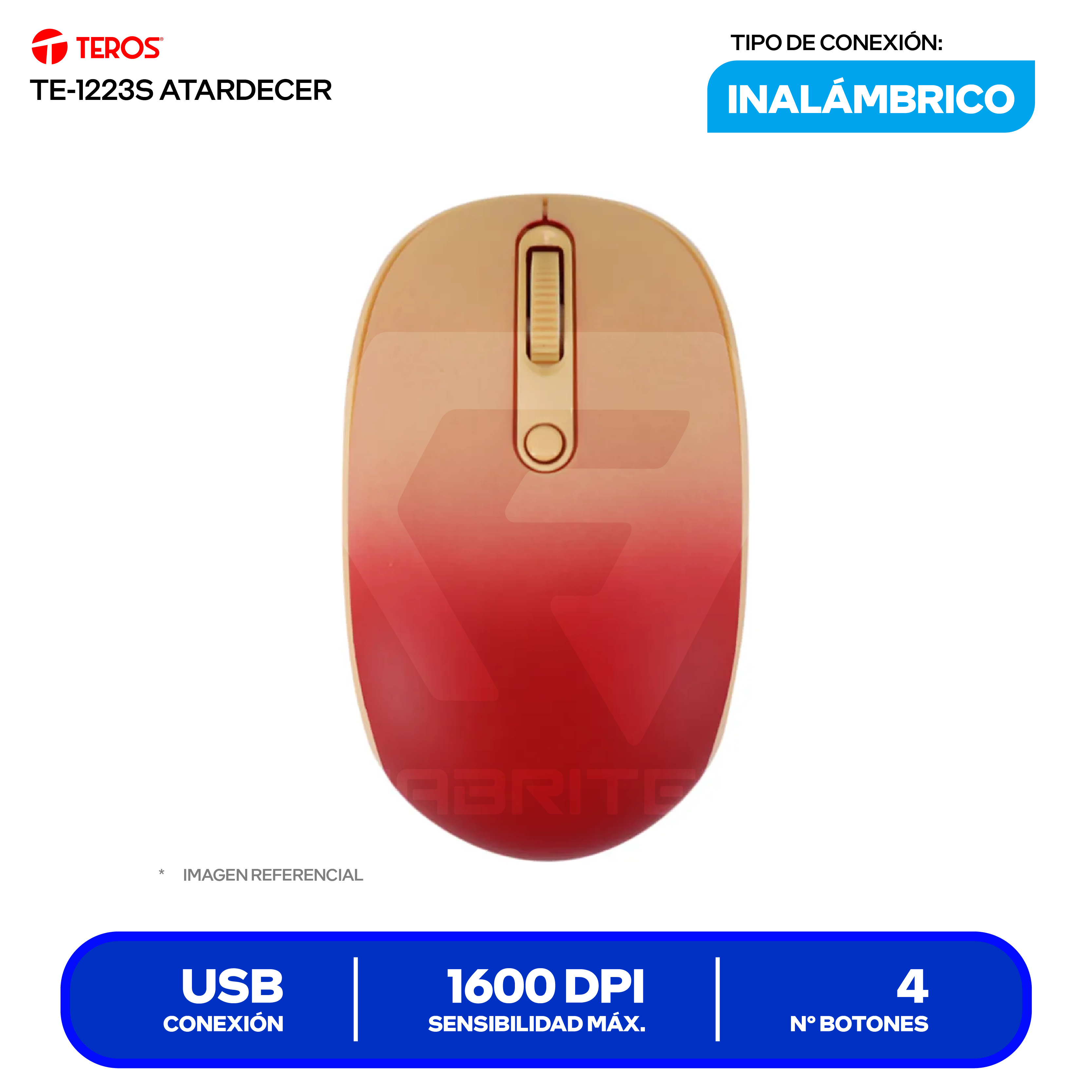 Mouse Inalámbrico Teros ( TE-1223S ) Degradado Amanecer 1600 DPI