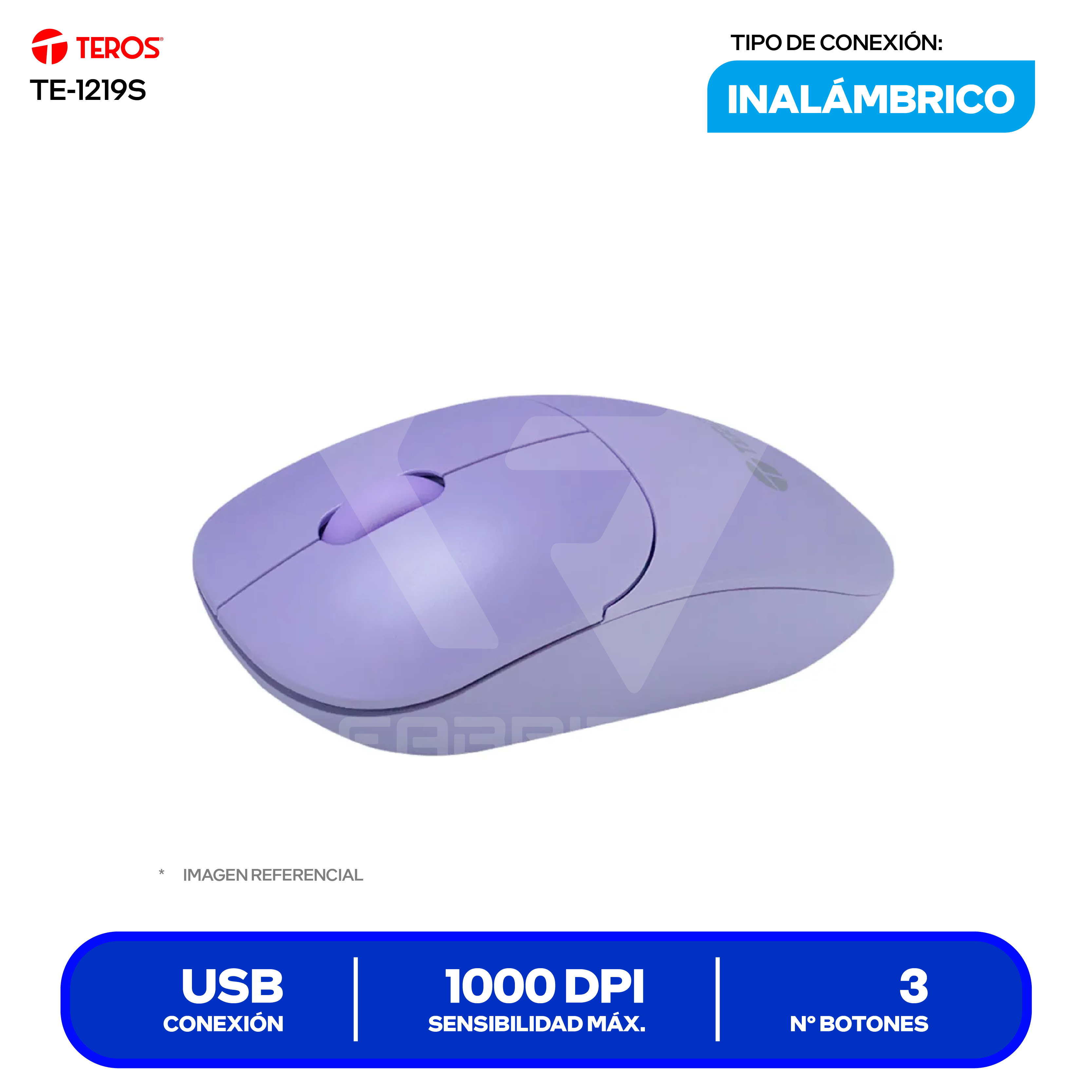 Mouse Inalámbrico Teros ( TE-1219S ) Morado 1000 DPI