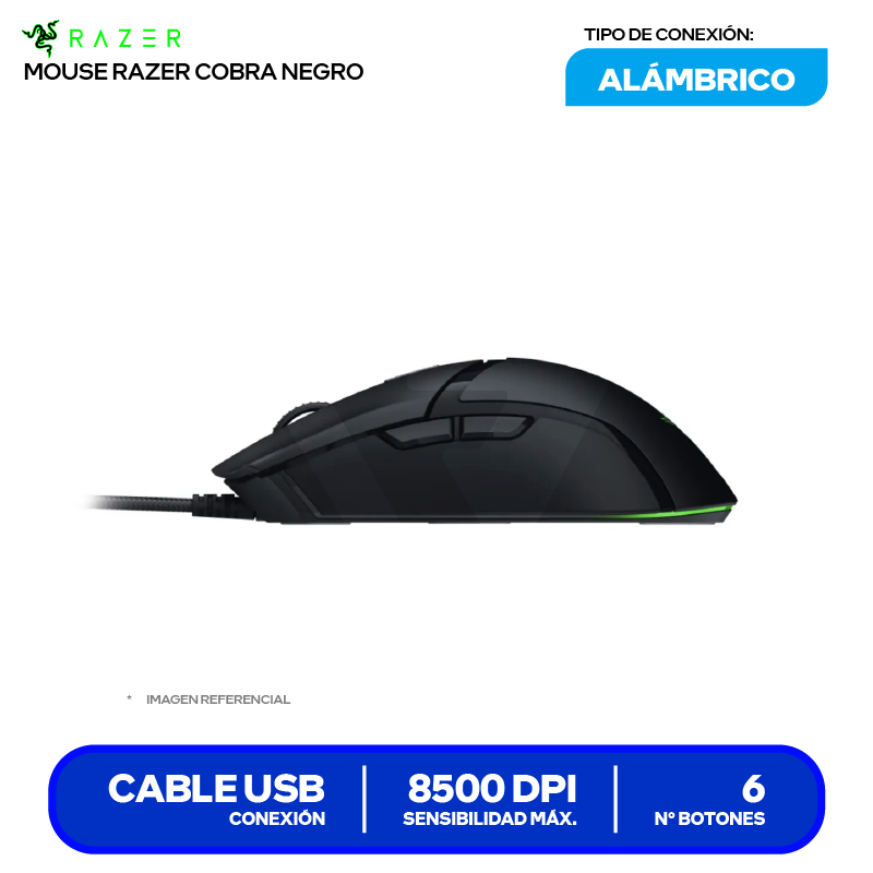 Mouse Gamer Razer  Cobra  ( RZ01-04650100-R3U1 ) Negro 8500 DPI