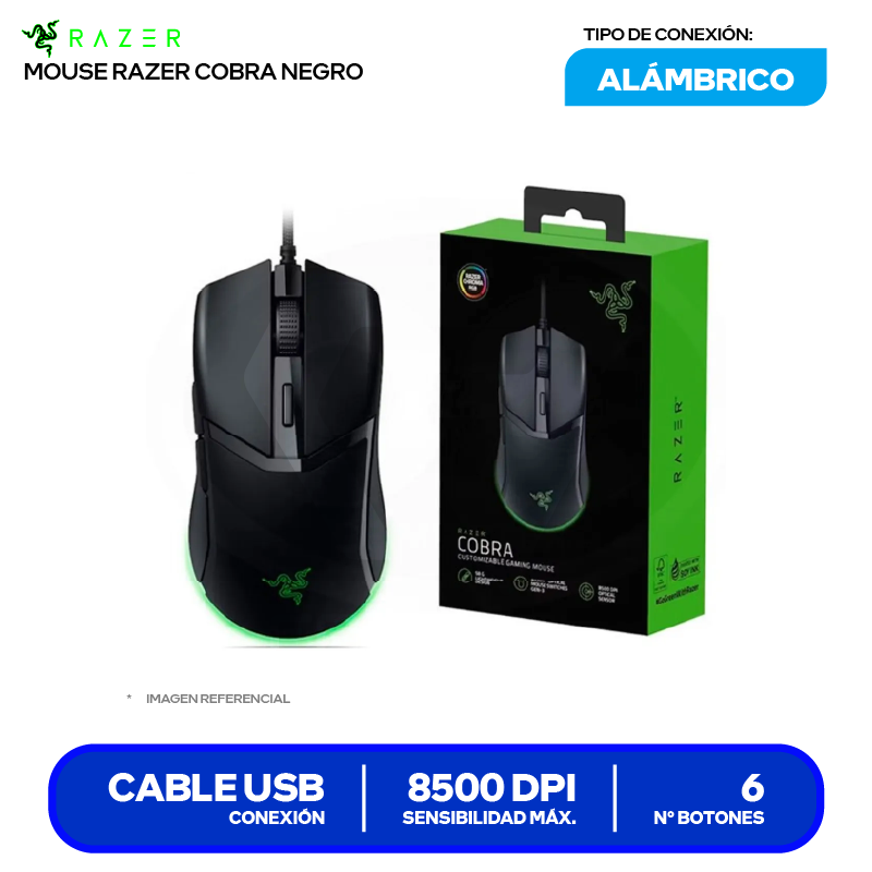 Mouse Gamer Razer  Cobra  ( RZ01-04650100-R3U1 ) Negro 8500 DPI