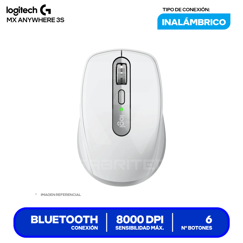 Mouse Inalámbrico Logitech MX Anywhere 3S ( 910-006933 ) Gris Pálido 8000 DPI