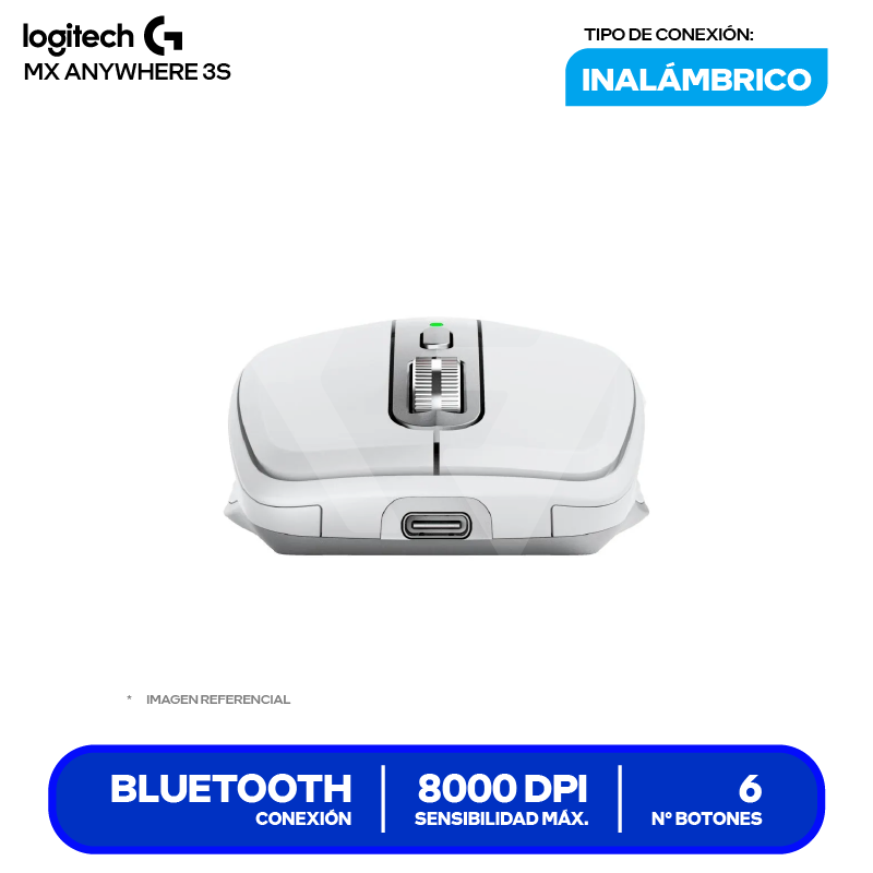 Mouse Inalámbrico Logitech MX Anywhere 3S ( 910-006933 ) Gris Pálido 8000 DPI