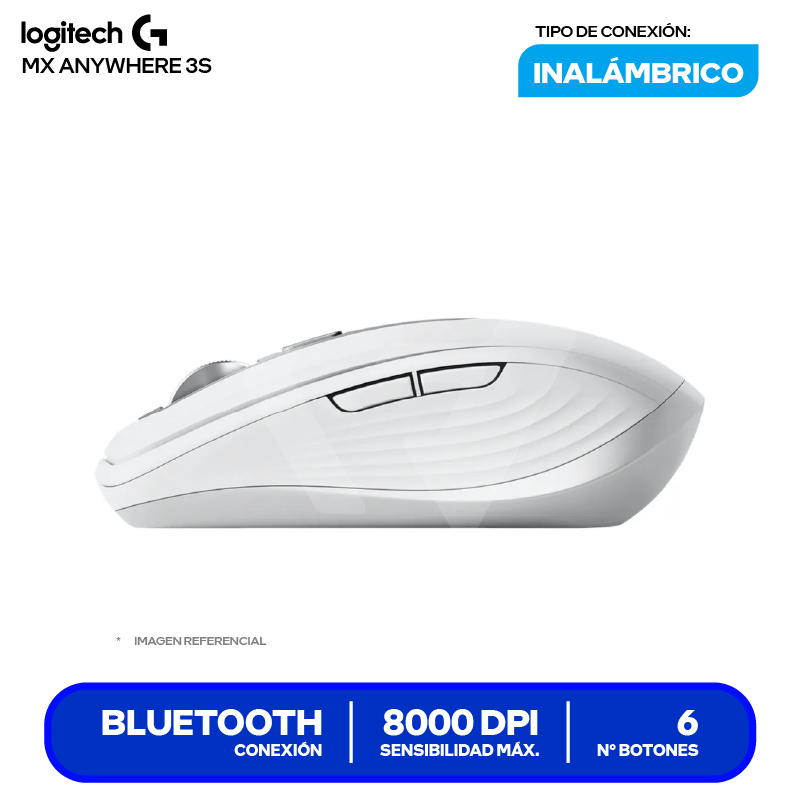 Mouse Inalámbrico Logitech MX Anywhere 3S ( 910-006933 ) Gris Pálido 8000 DPI