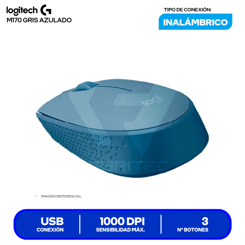 Mouse Inalámbrico Logitech M170 ( 910-006863 ) Gris Azulado 1000 DPI