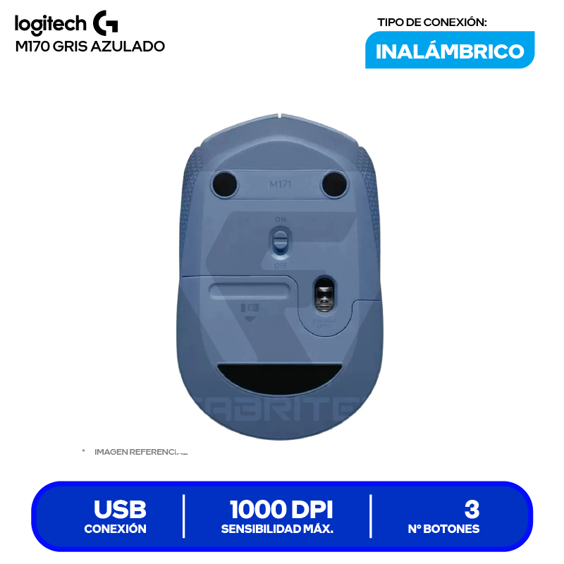 Mouse Inalámbrico Logitech M170 ( 910-006863 ) Gris Azulado 1000 DPI
