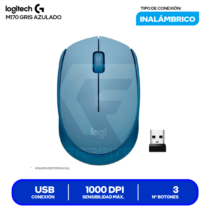 Mouse Inalámbrico Logitech M170 ( 910-006863 ) Gris Azulado 1000 DPI