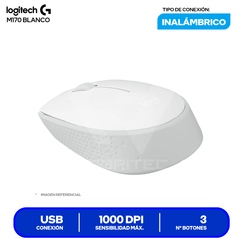 Mouse Inalámbrico Logitech M170 ( 910-006864 ) Blanco 1000 DPI