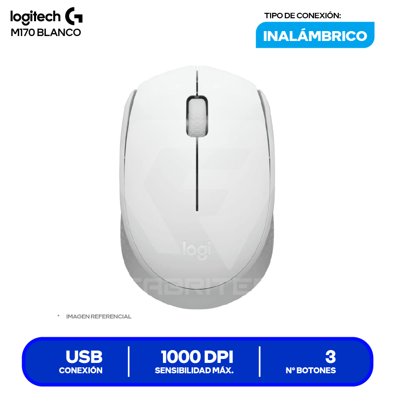 Mouse Inalámbrico Logitech M170 ( 910-006864 ) Blanco 1000 DPI