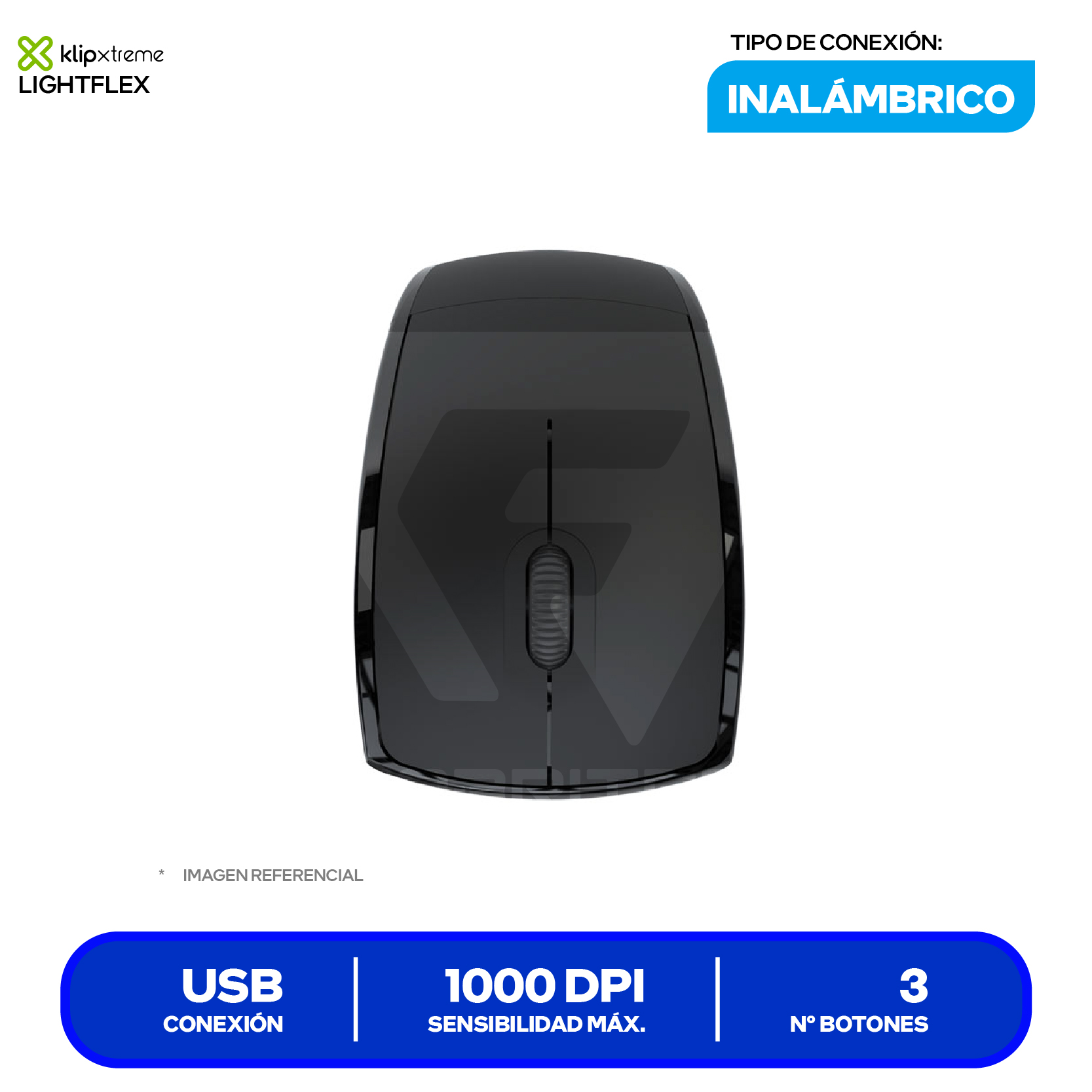 Mouse Gamer Inalámbrico Klip Xtreme Scorpio 250 ( KMW-375GR ) Negro  8000 DPI