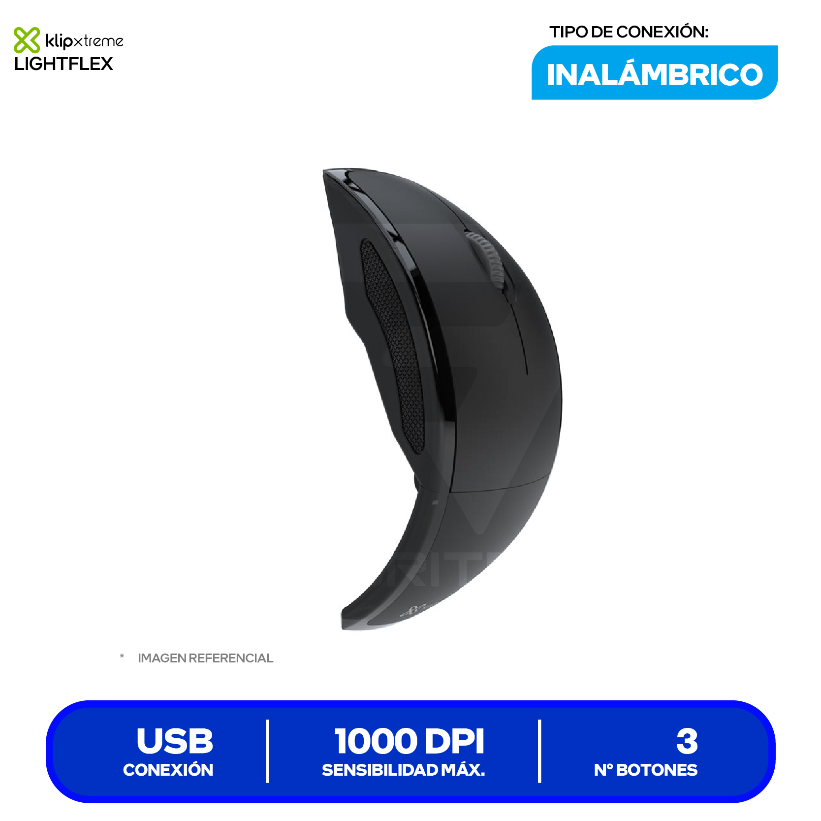 Mouse Gamer Inalámbrico Klip Xtreme Scorpio 250 ( KMW-375GR ) Negro  8000 DPI