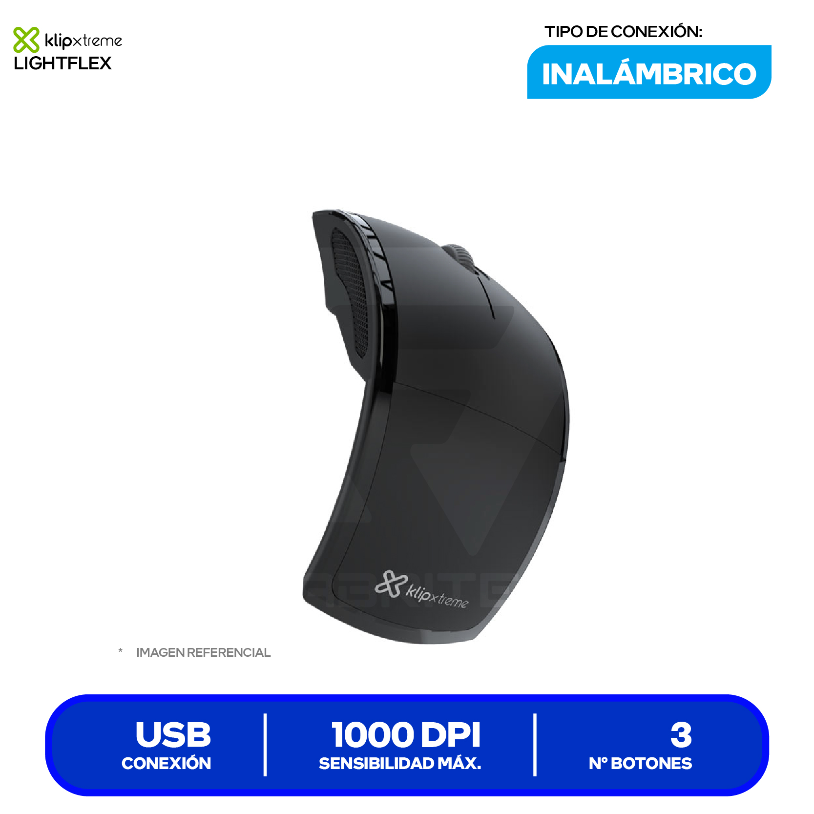 Mouse Gamer Inalámbrico Klip Xtreme Scorpio 250 ( KMW-375GR ) Negro  8000 DPI