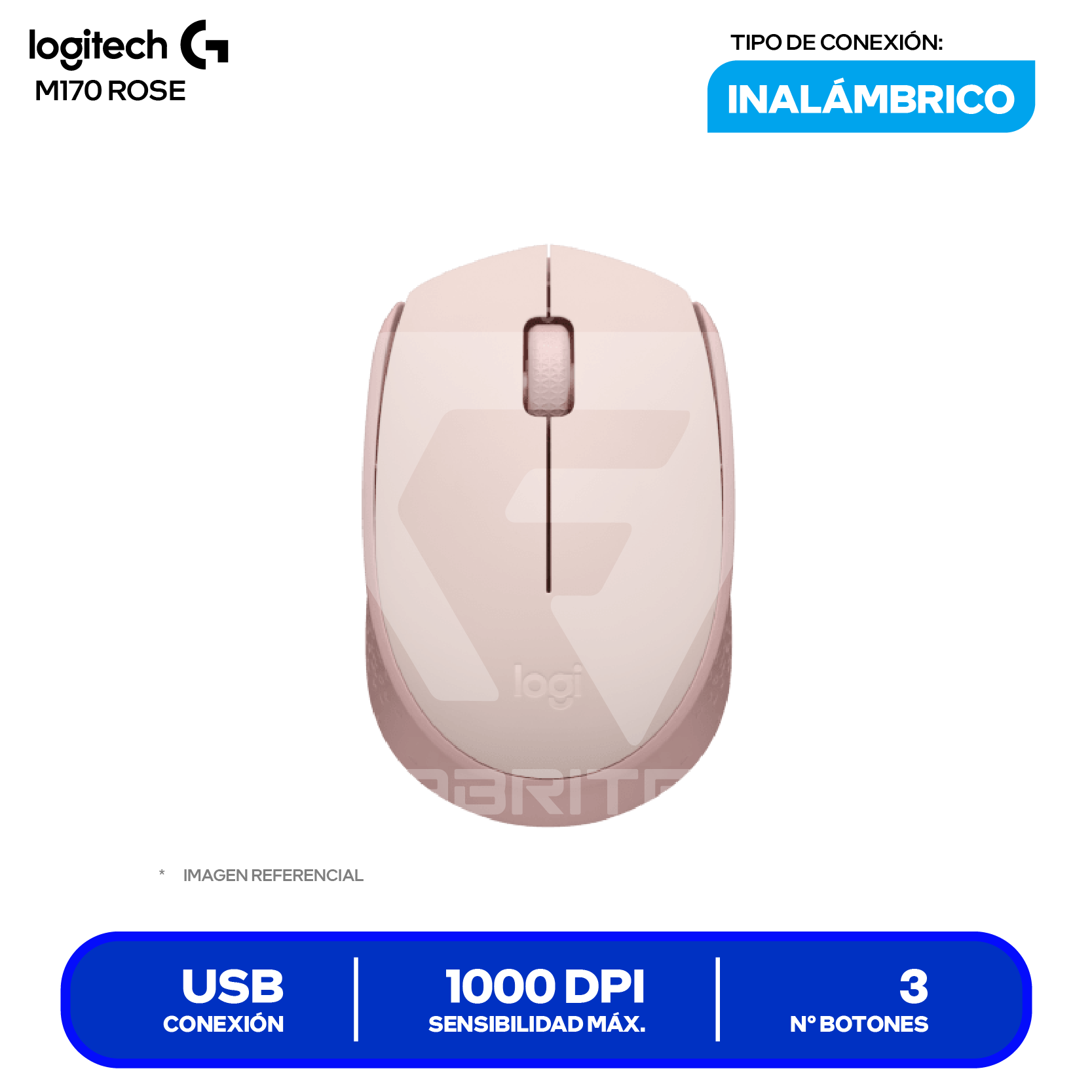 Mouse Inalámbrico Logitech M170 ( 910-006862 ) Rose 1000 DPI