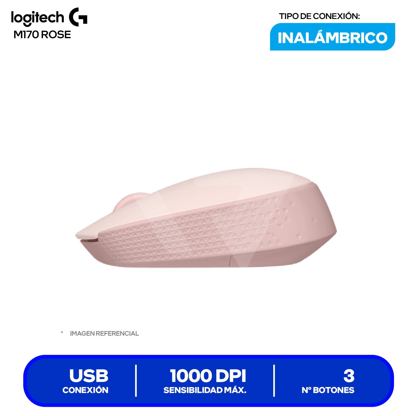 Mouse Inalámbrico Logitech M170 ( 910-006862 ) Rose 1000 DPI