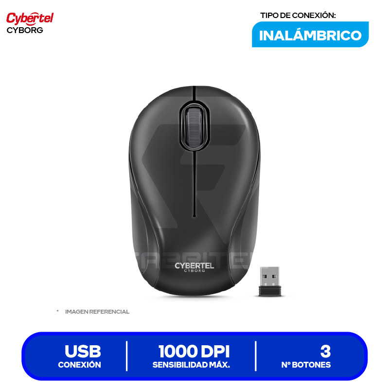 Mouse Inalámbrico Cybertel Cyborg ( CYB M318 ) Negro 1000 DPI