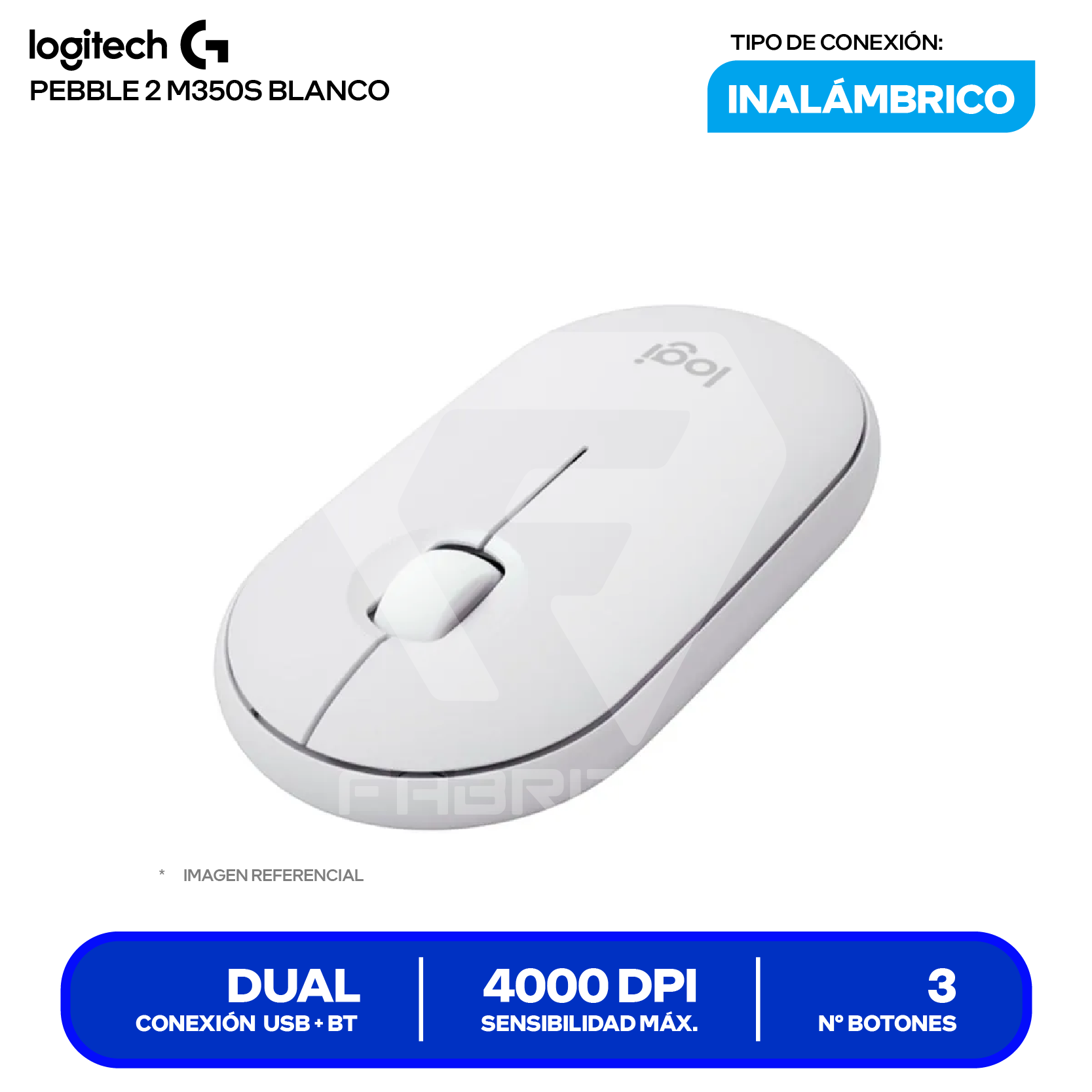 Mouse Inalámbrico Logitech Pebble 2 M350S ( 910-007047 ) Blanco 4000 DPI