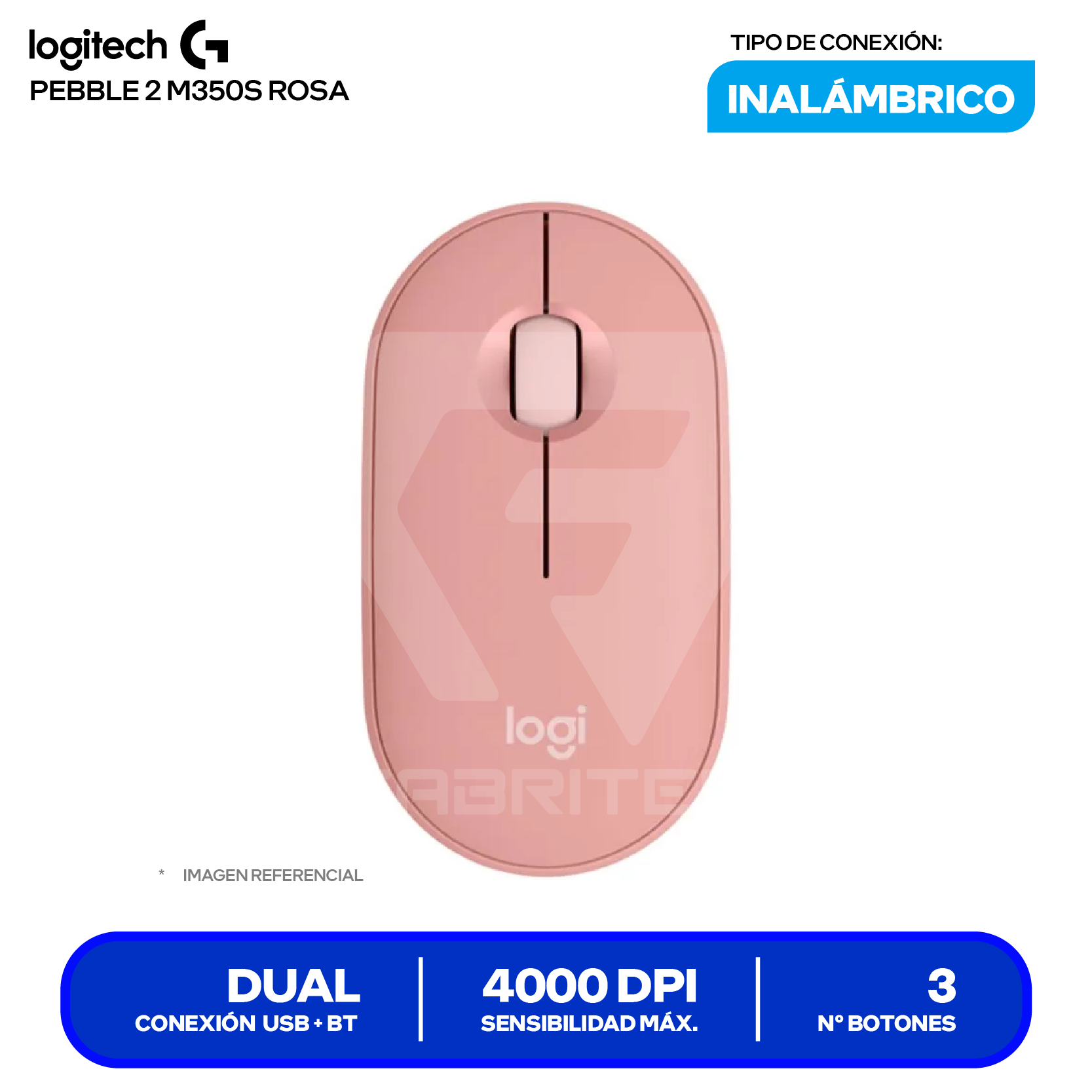 Mouse Inalámbrico Logitech Pebble 2 M350S ( 910-007048 ) Rosa 4000 DPI