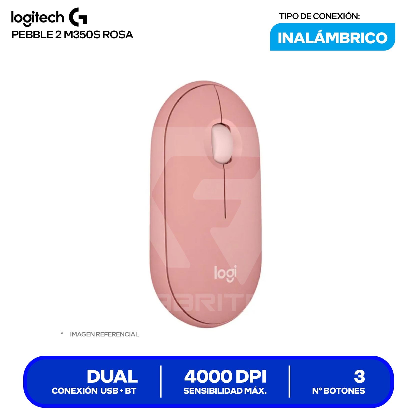Mouse Inalámbrico Logitech Pebble 2 M350S ( 910-007048 ) Rosa 4000 DPI