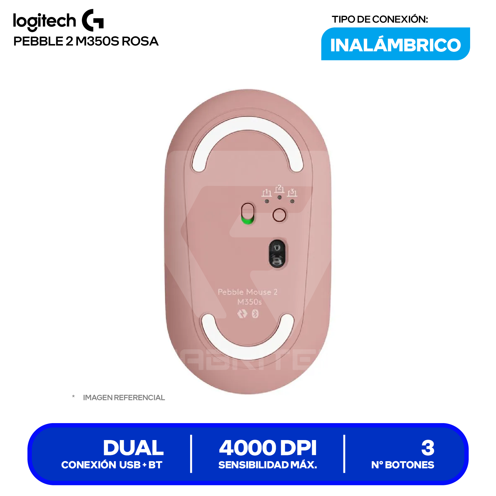 Mouse Inalámbrico Logitech Pebble 2 M350S ( 910-007048 ) Rosa 4000 DPI