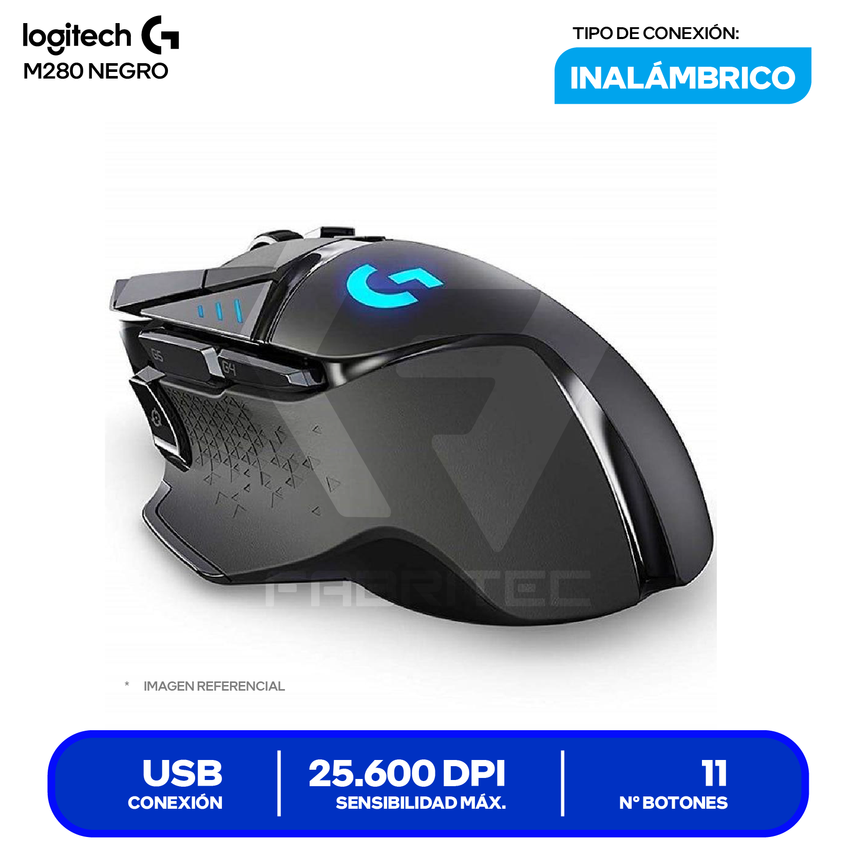 Mouse Gamer Inalámbrico Logitech G502 ( 910-005565 ) Negro 25.600 DPI