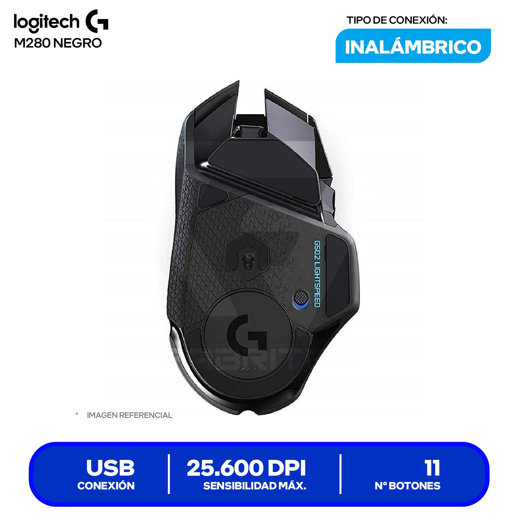 Mouse Gamer Inalámbrico Logitech G502 ( 910-005565 ) Negro 25.600 DPI