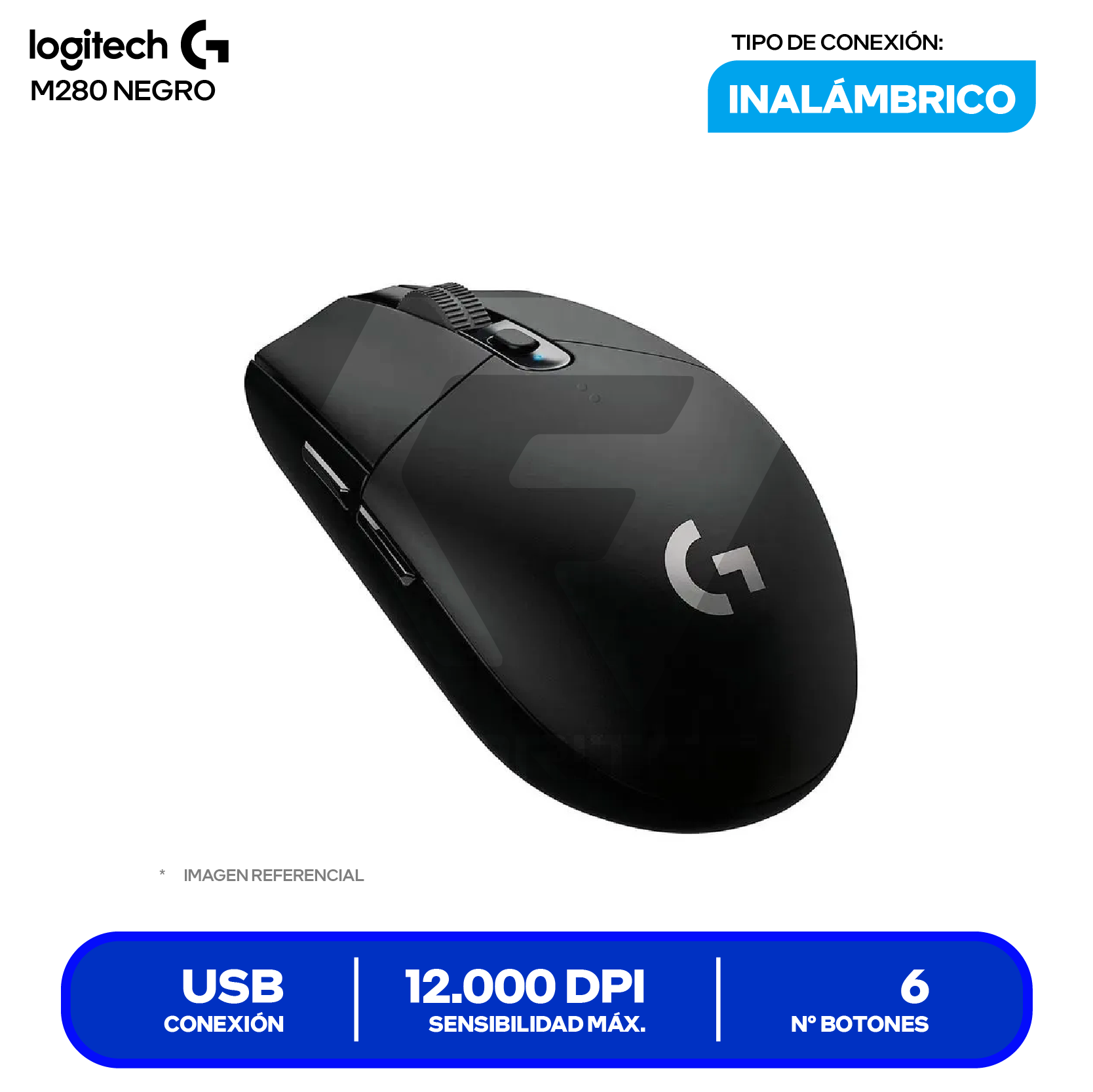 Mouse Gamer Inalámbrico Logitech G305 Lightspeed ( 910-005281 ) Negro 12.000 DPI
