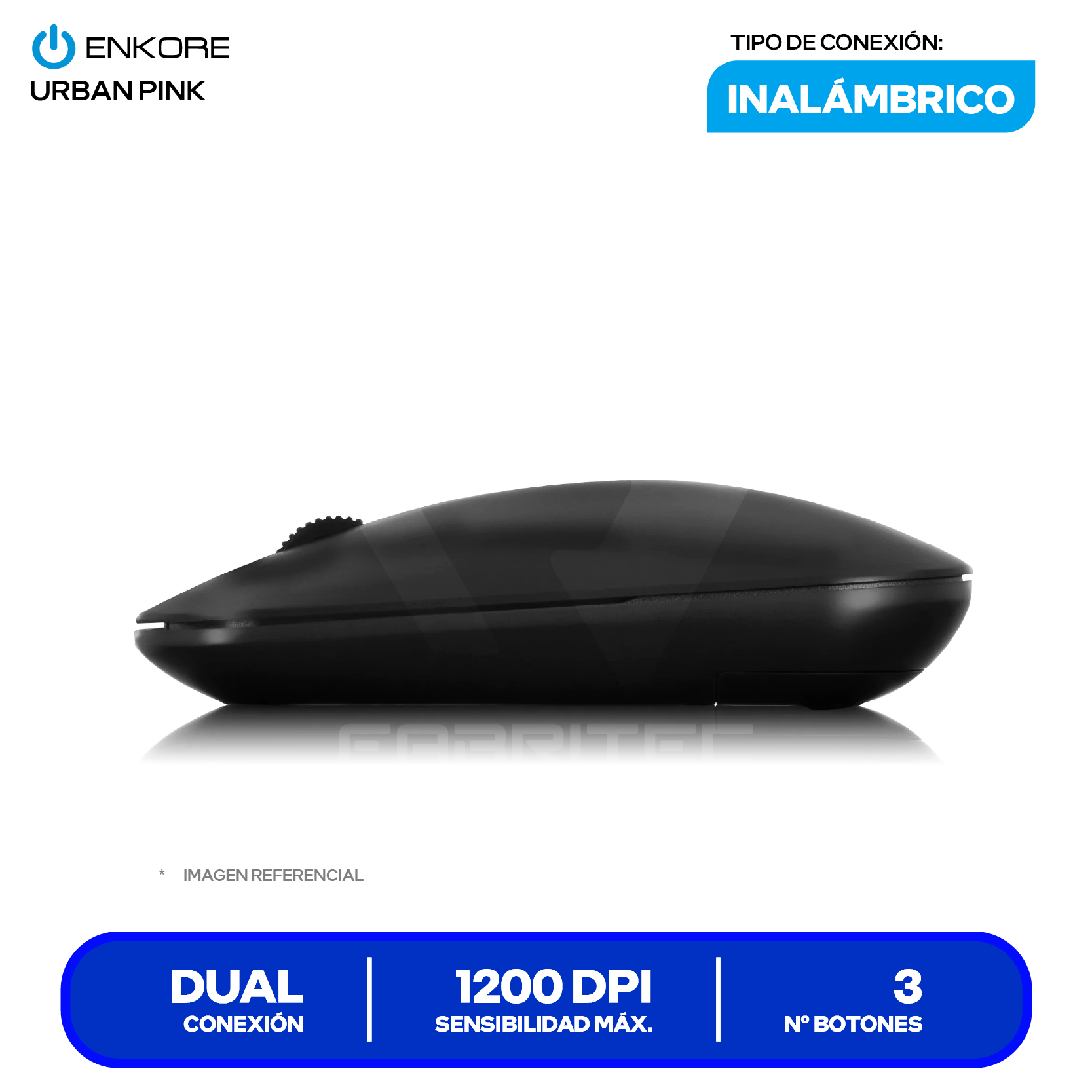 Mouse Inalámbrico Enkore Virtual Black ( EKM202-B ) 1200 DPI