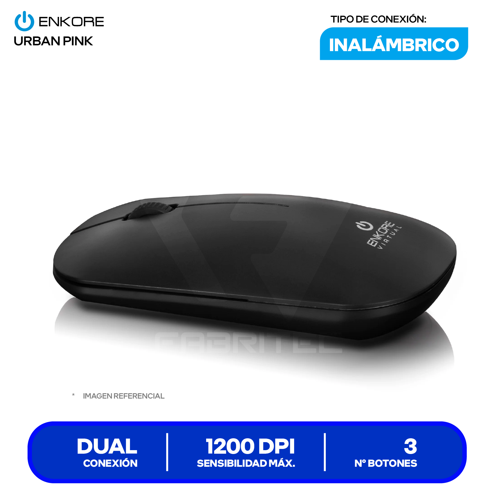 Mouse Inalámbrico Enkore Virtual Black ( EKM202-B ) 1200 DPI
