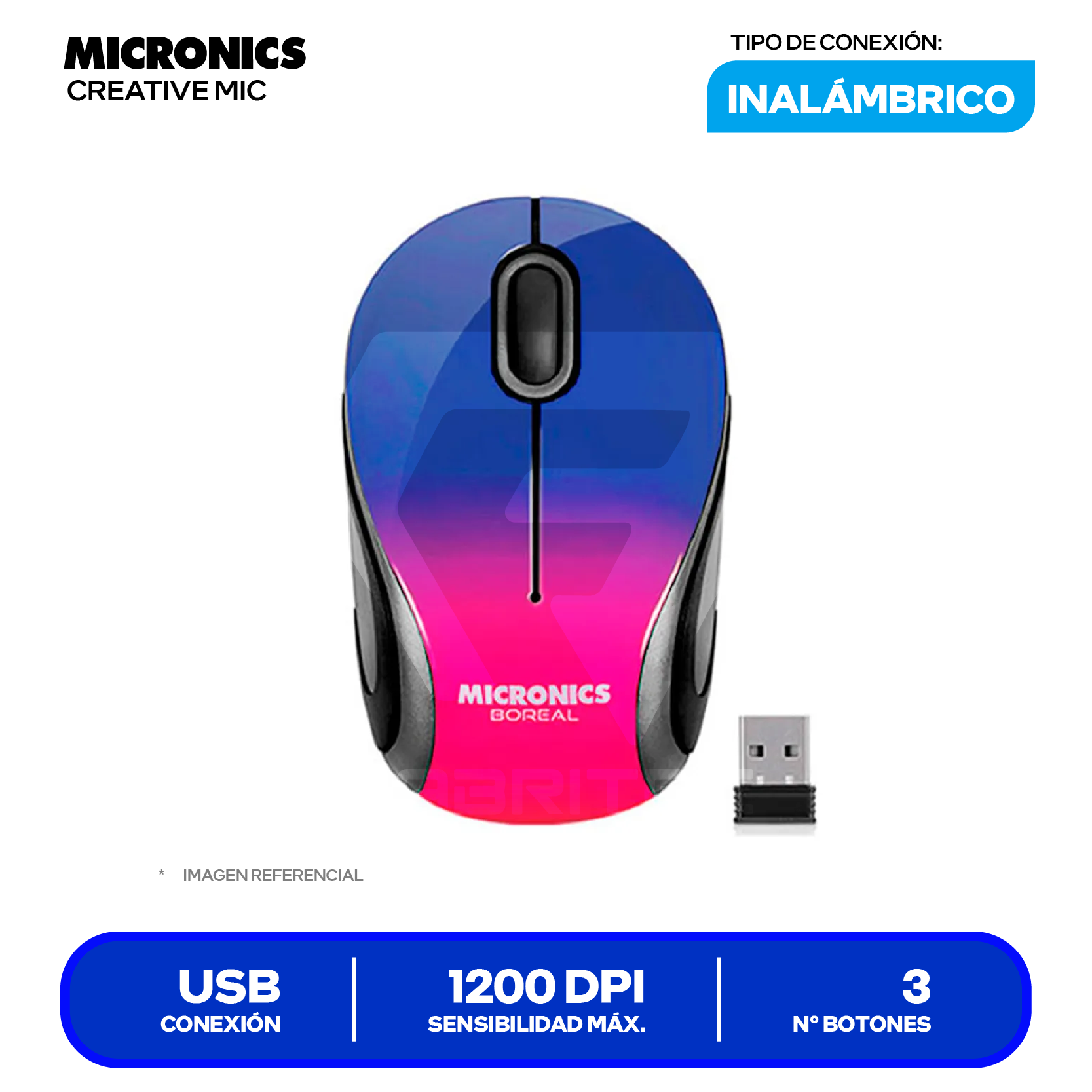Mouse Inalámbrico Micronics Creative Mic ( M202CR ) 1200 DPI
