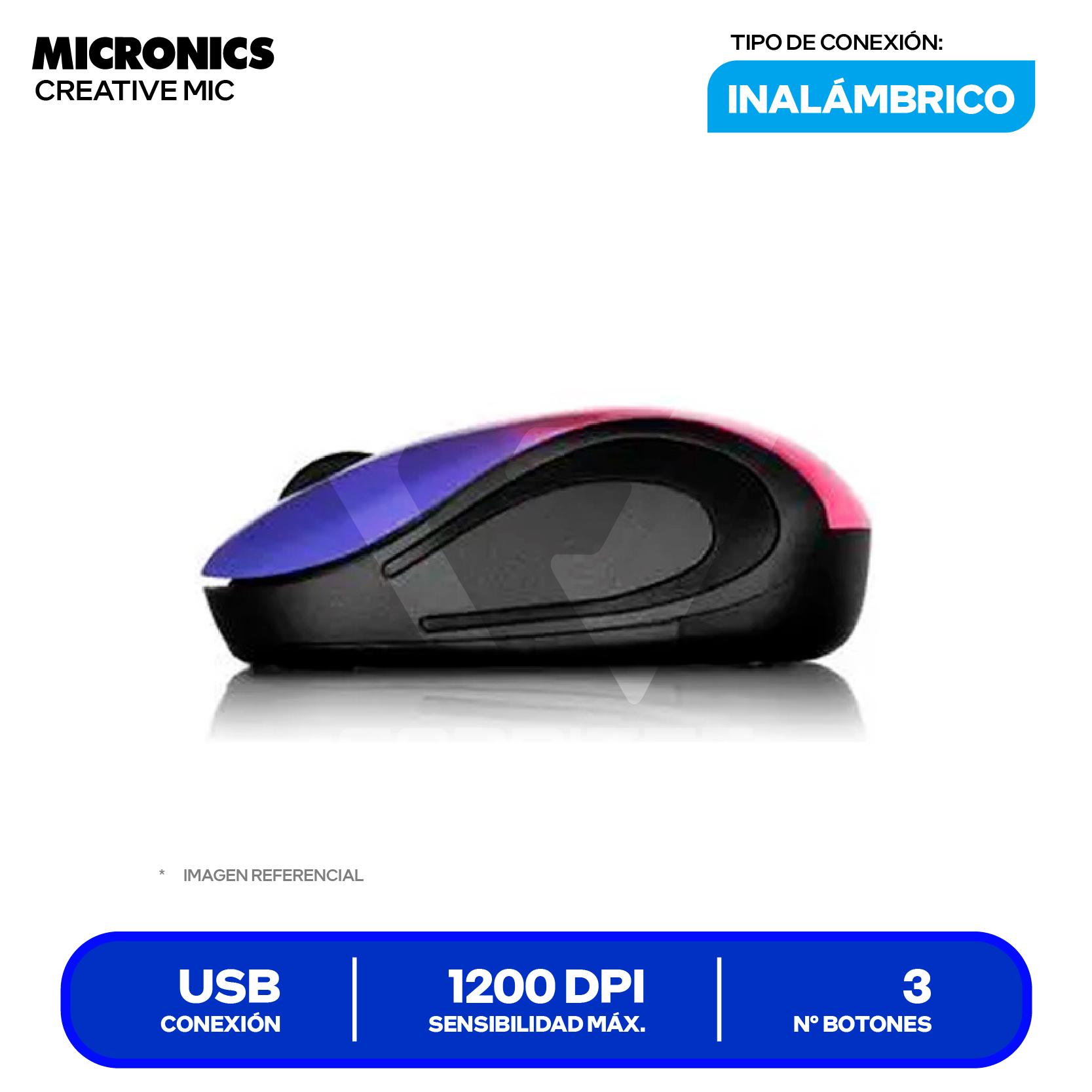 Mouse Inalámbrico Micronics Creative Mic ( M202CR ) 1200 DPI