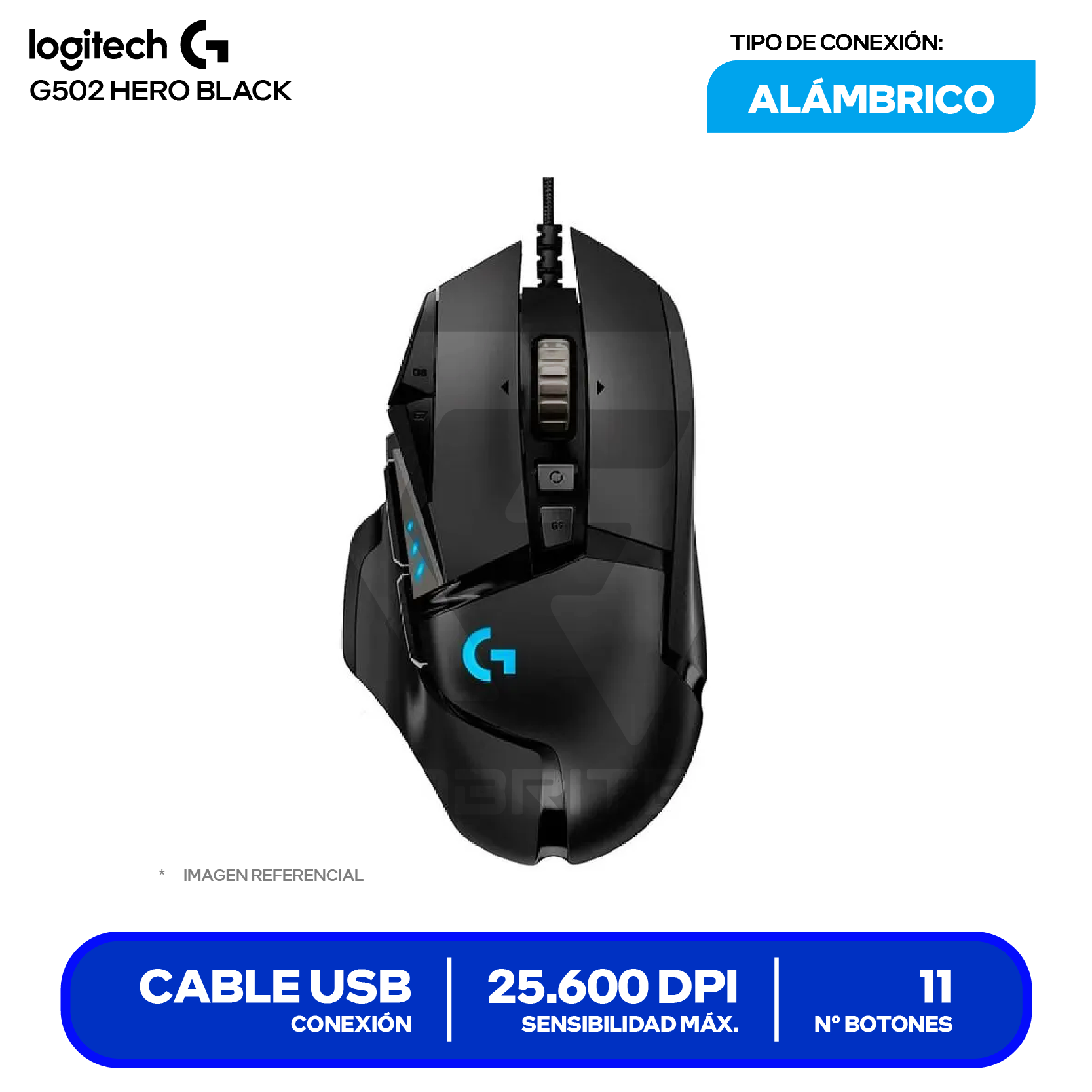 Mouse Gamer Logitech G502 Hero Black ( 910-005550 ) 25.600 DPI