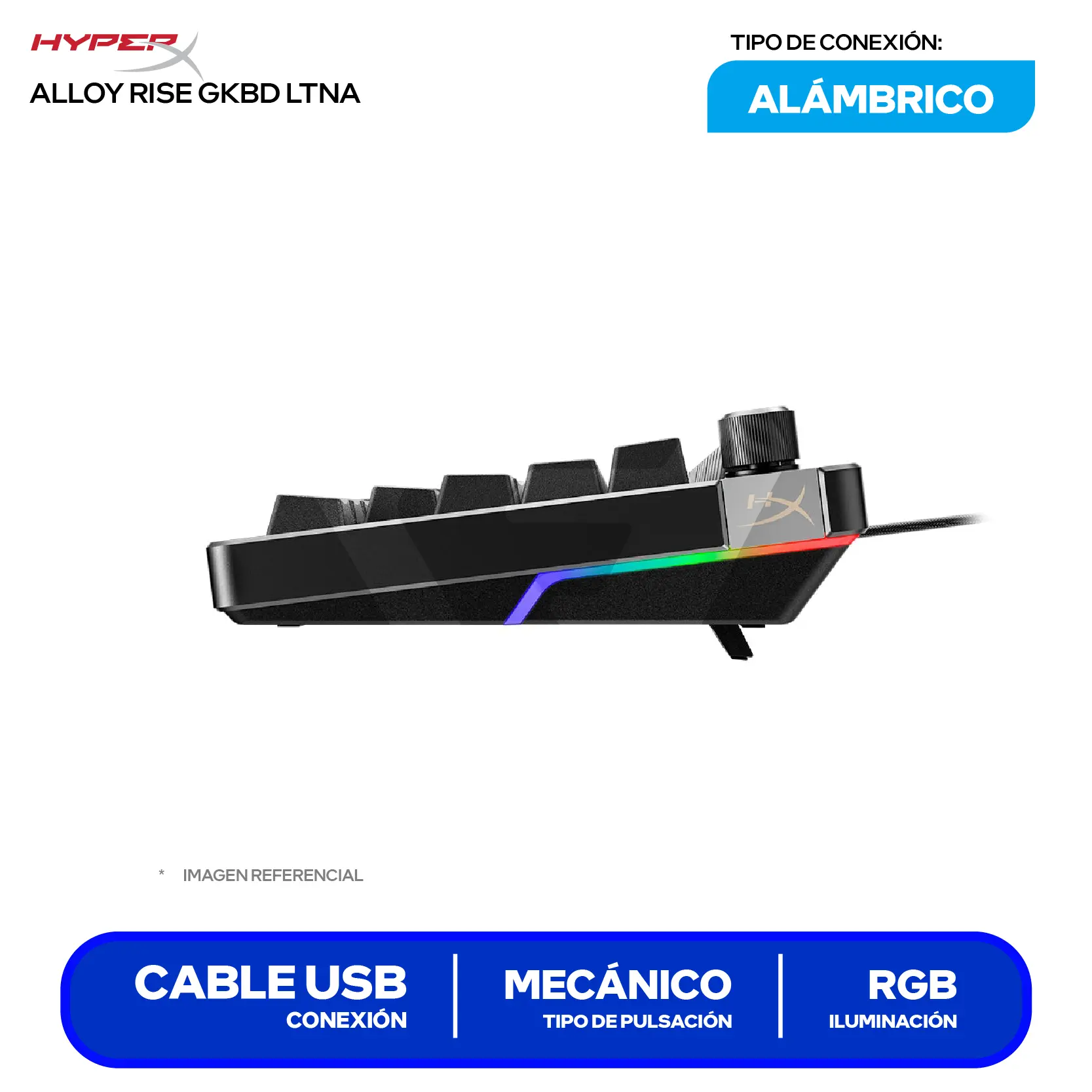 Teclado Gamer Alámbrico Hypex Alloy Rise ( 7G7A4AA#ABM ) Switch Red, Mecánico RGB