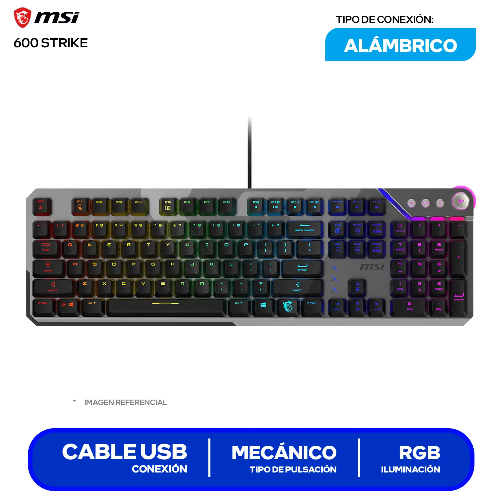 Teclado Gamer MSI Strike 600 ( STRIKE 600 SILENT US ) Mecánico