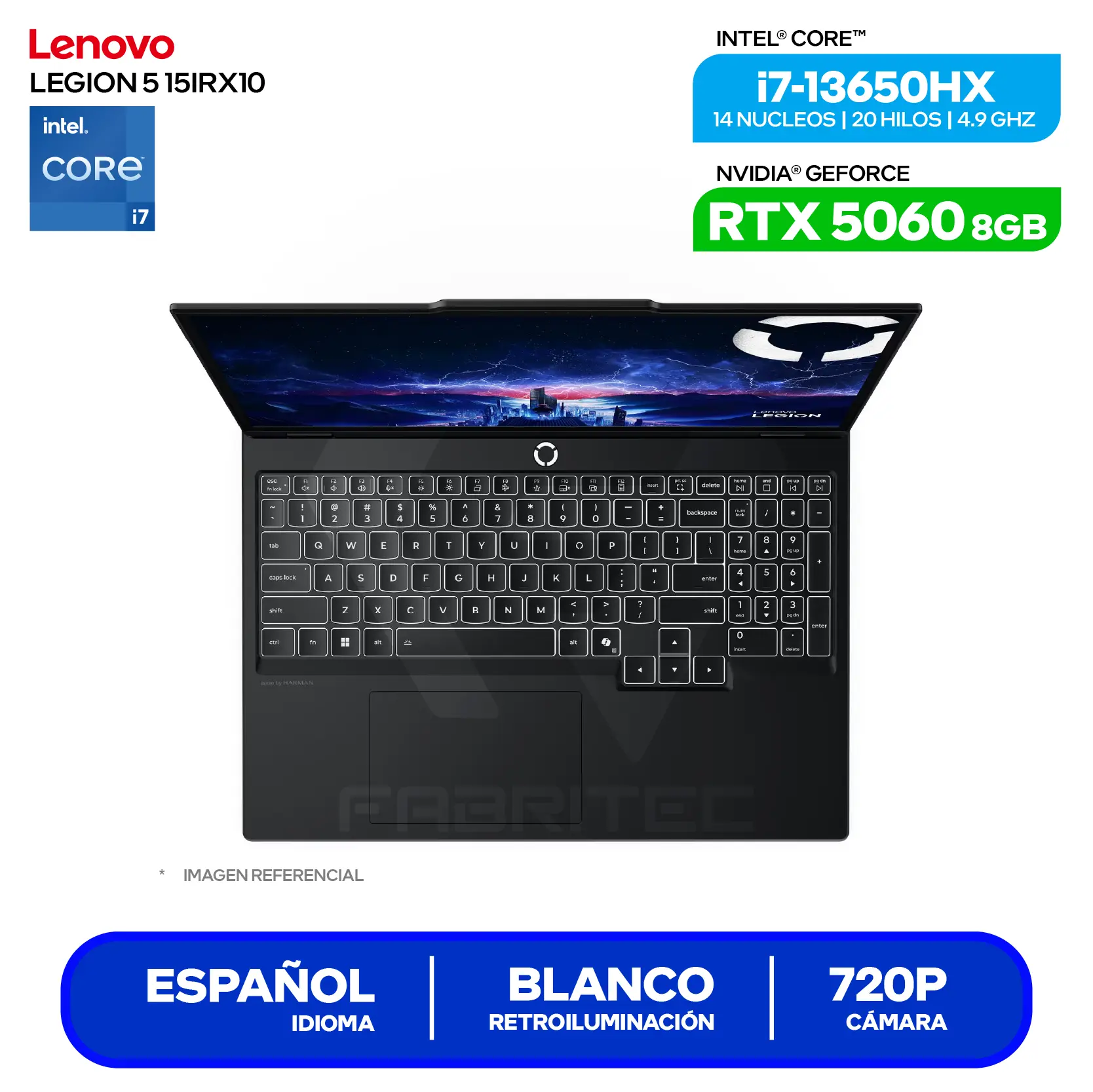 Laptop Lenovo Legion 5 15IRX10 (83LY00SRLM) Core i7-13650HX, 16GB RAM, 1TB SSD, RTX 5060 8GB, 15.3" WUXGA